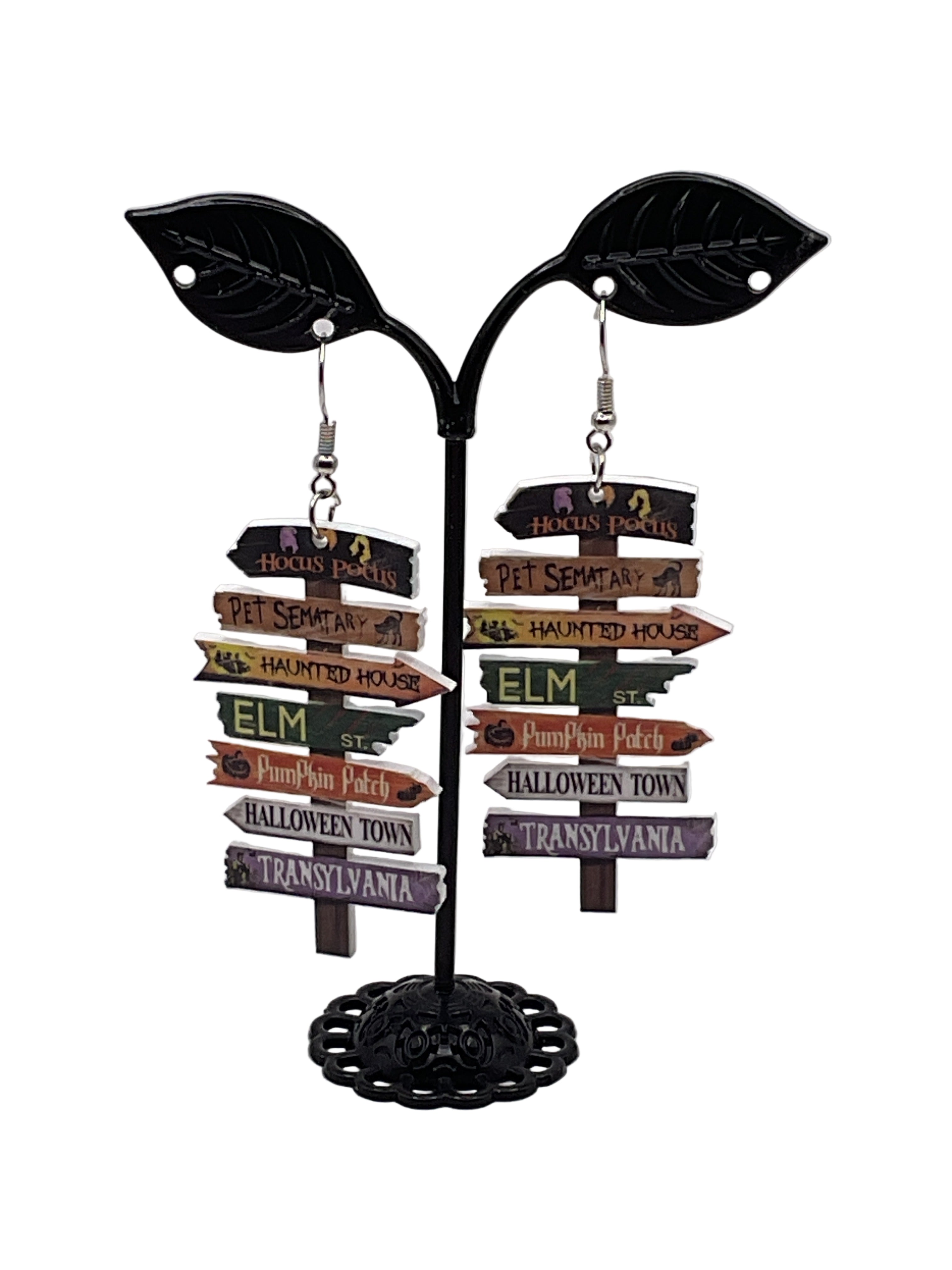 Halloween signpost earrings