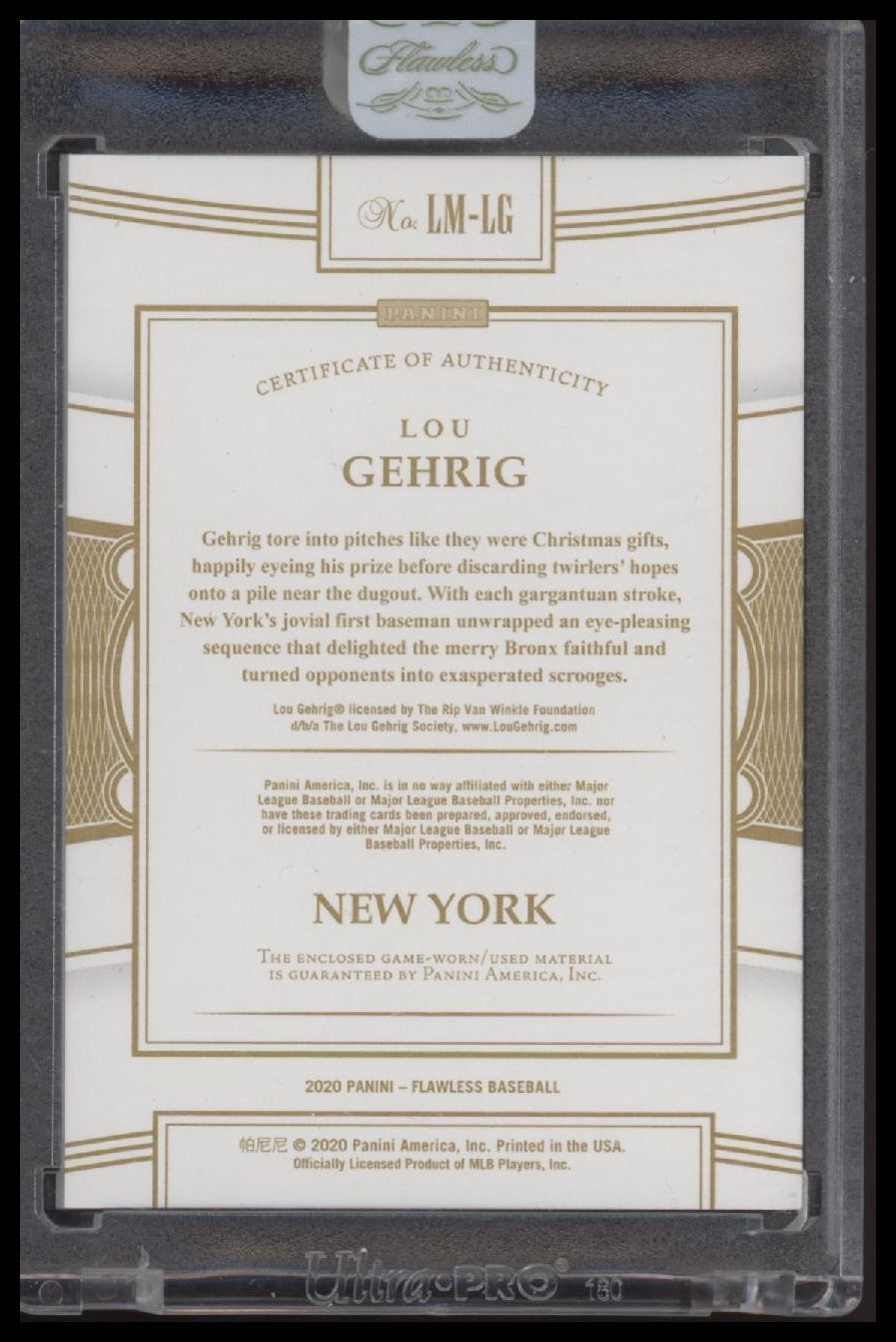 2020 Panini Flawless Legendary Materials Sapphire Lou Gehrig #/15 #LM-LG
