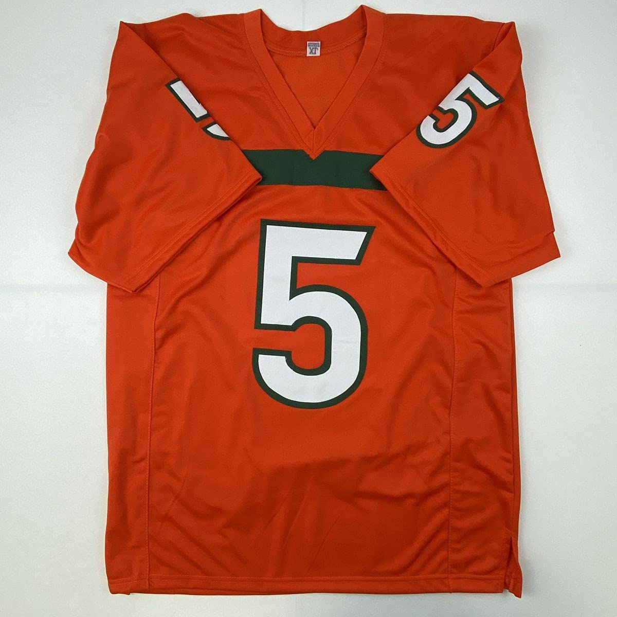 Autographed/Signed Andre Johnson Miami Orange College Football Jersey Beckett BAS COA