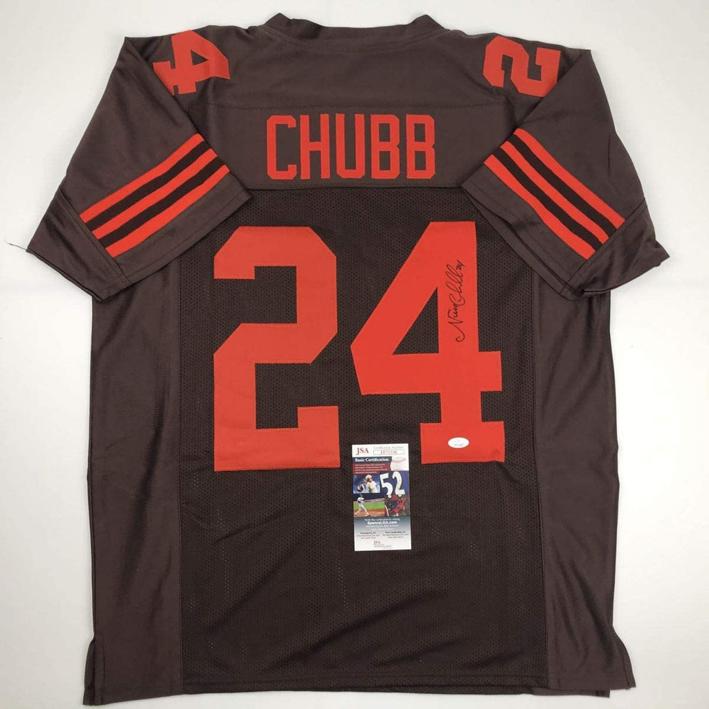 Autographed/Signed Nick Chubb Cleveland Color Rush Football Jersey Beckett BAS COA