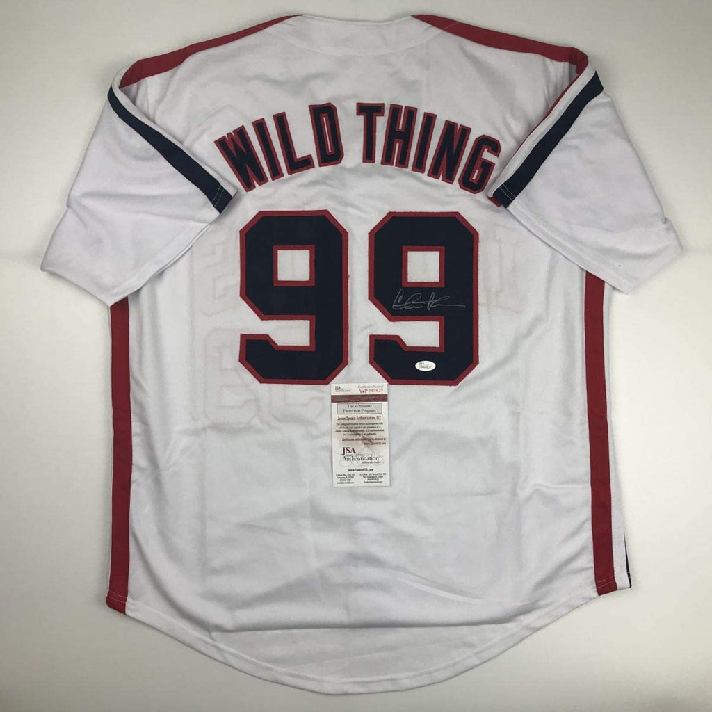 Autographed/Signed Charlie Sheen Wild Thing Ricky Vaughn Major League Movie Baseball Jersey JSA COA