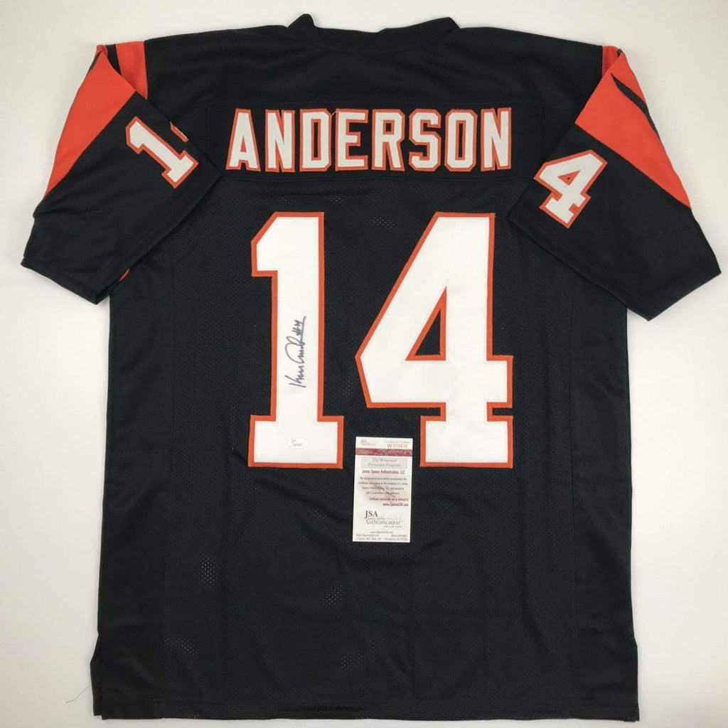Autographed/Signed Ken Anderson Cincinnati Black Football Jersey Beckett BAS COA