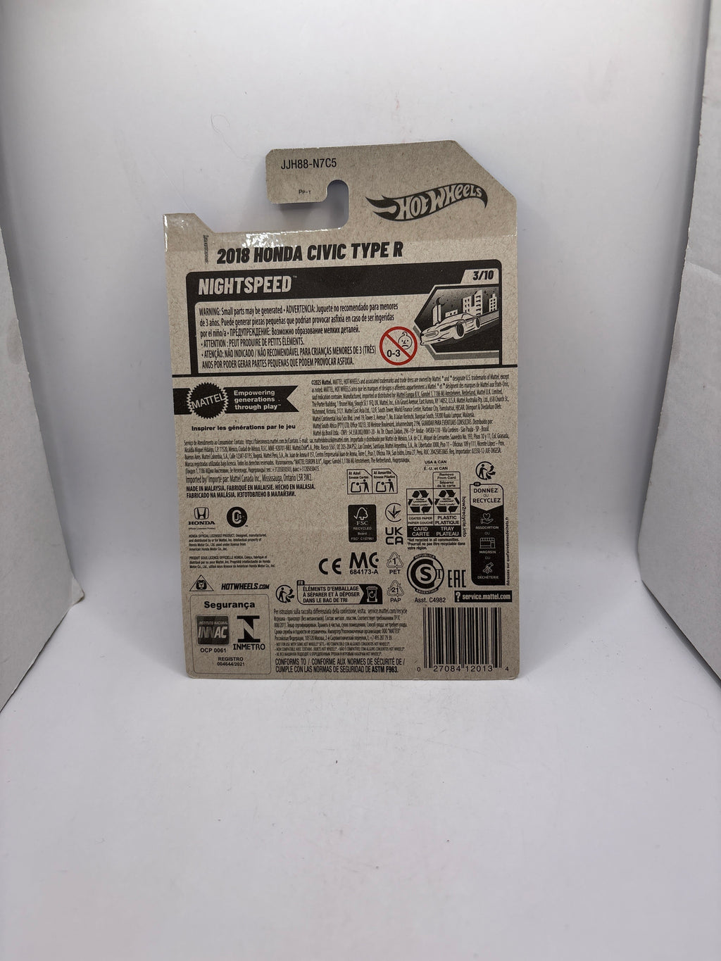 Hot Wheels 2018 Honda Civic Type R Diecast white