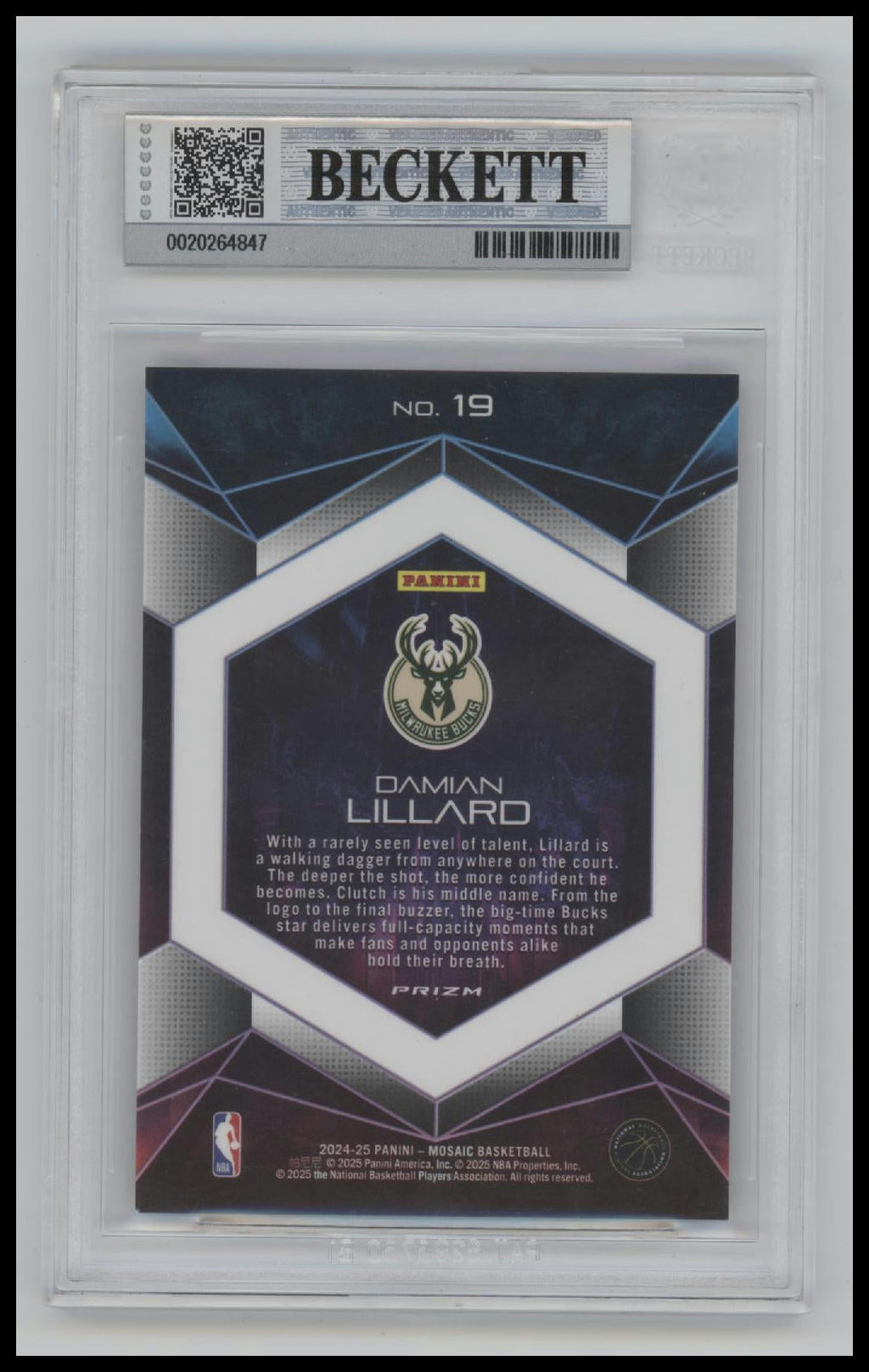 2024-25 Panini Mosaic Full Capacity Damian Lillard 9.0 BGS #19