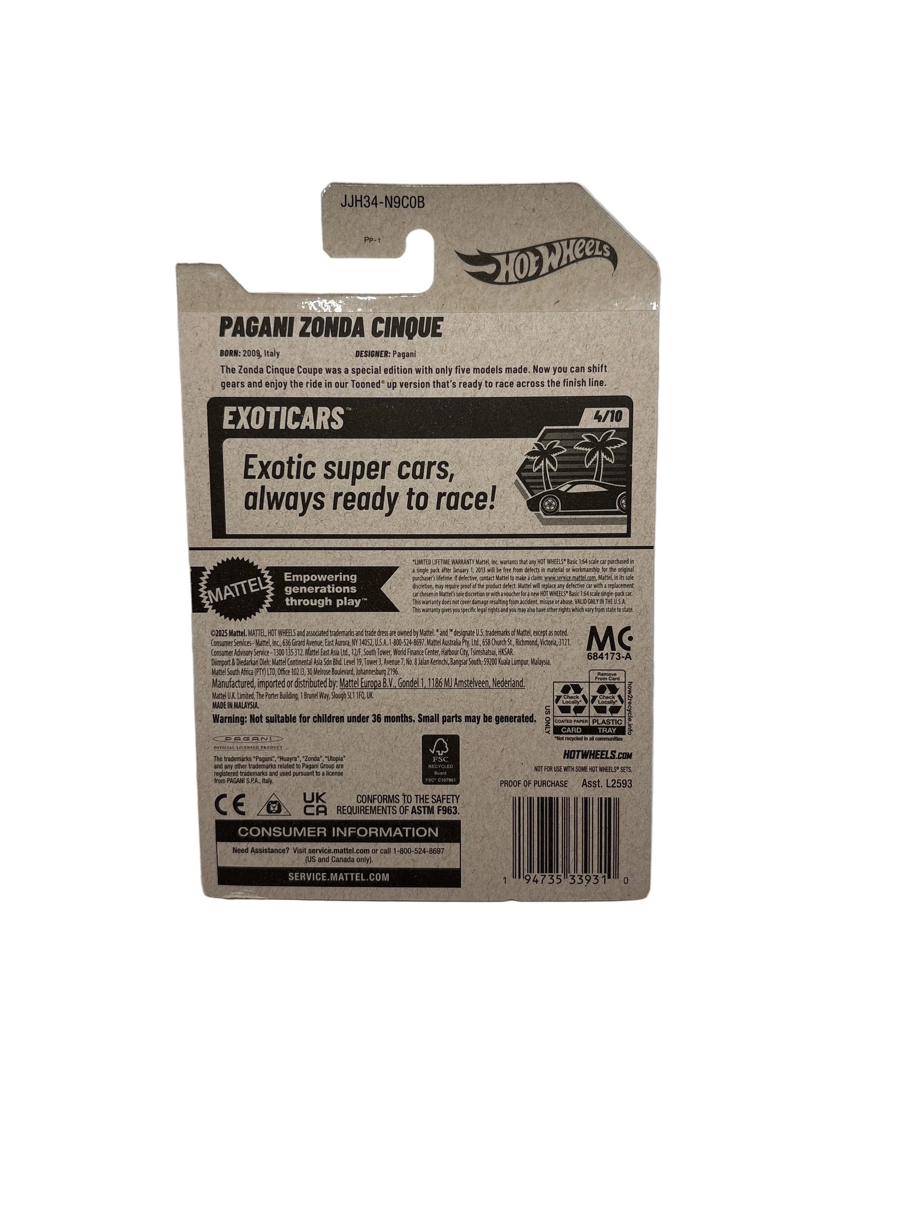 Hot Wheels Pagani Zonda Cinque Diecast white
