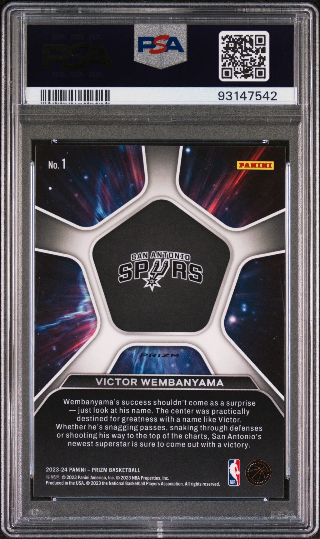 2023 Panini Prizm Deep Space Deep Space-Green Prizm Victor Wembanyama 10 PSA #1