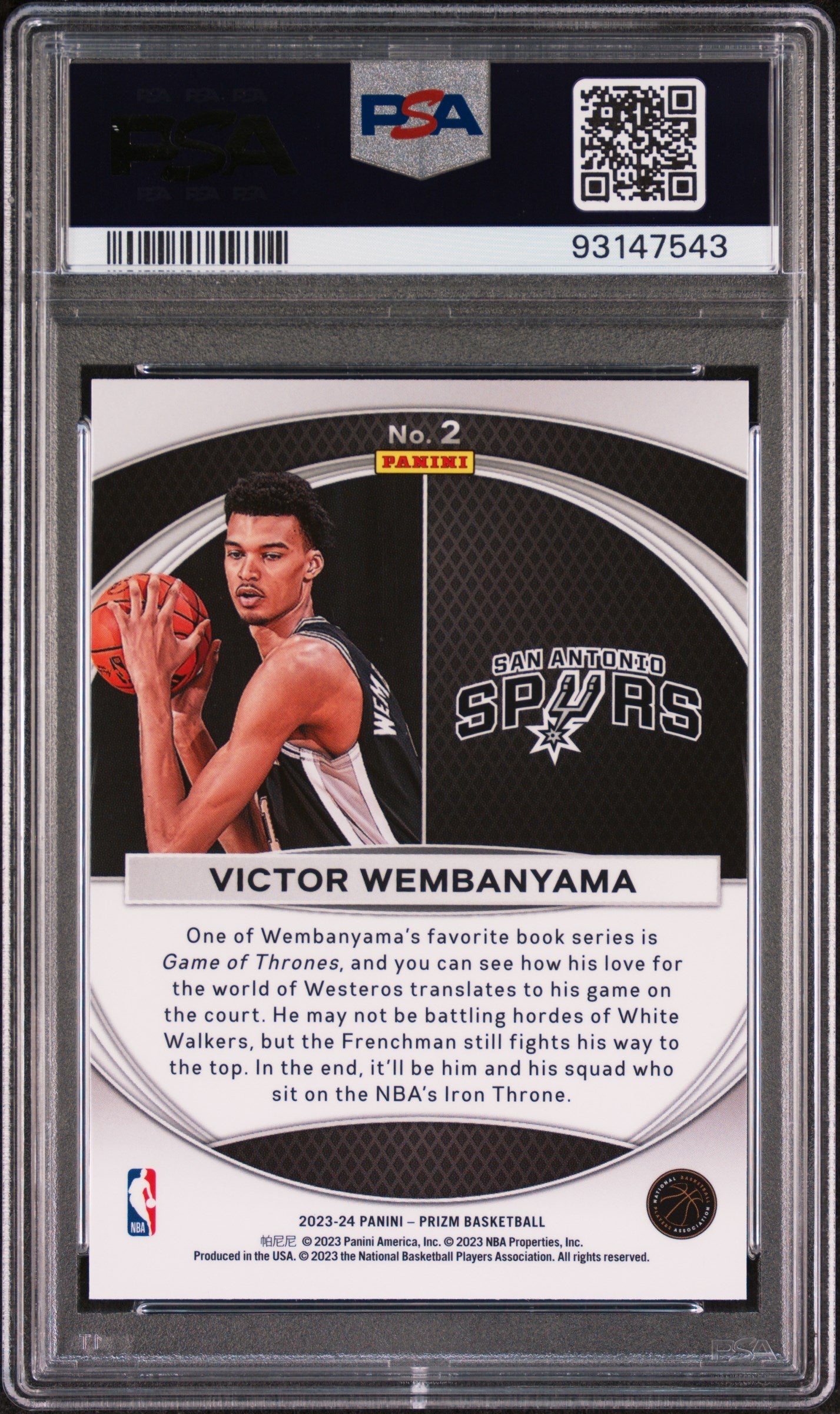 2023 Panini Prizm Global Reach Victor Wembanyama 10 PSA #2