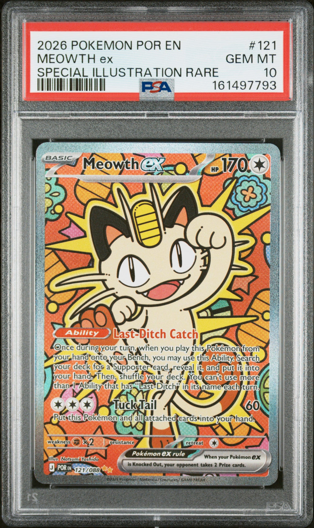 2026 Pokemon Perfect Order Special Illustration Rare Meowth Ex 10 PSA #121