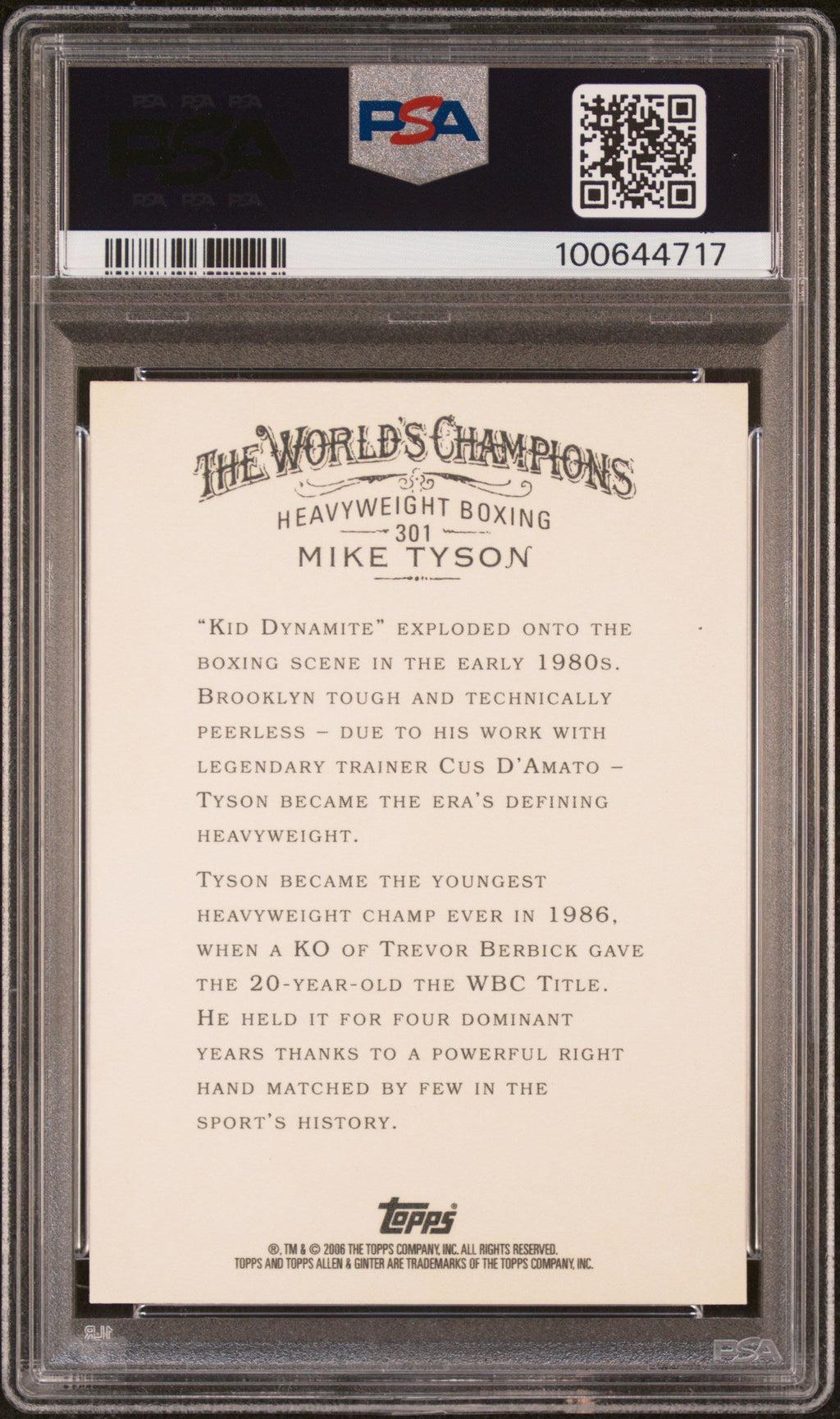 2006 Topps Allen & Ginter Allen & Ginter Mike Tyson 10 PSA #301