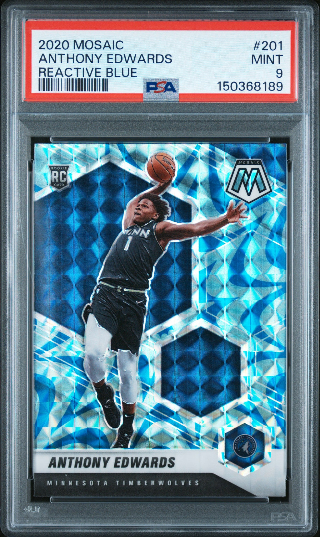 2020 Panini Mosaic Reactive Blue Anthony Edwards 9 PSA #201