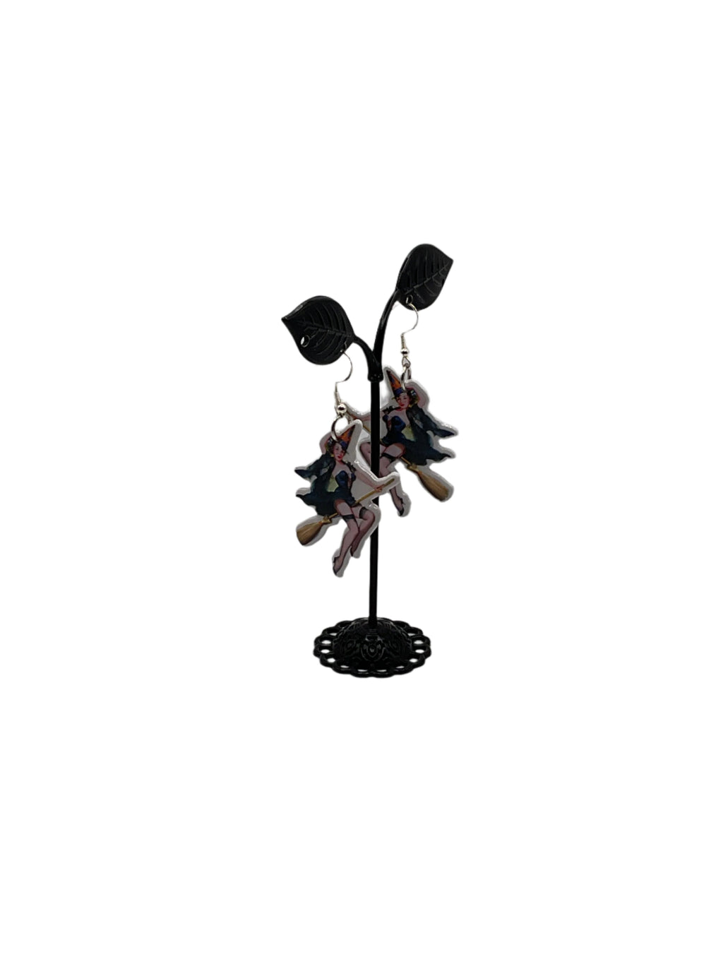 Witch on broom Earrings