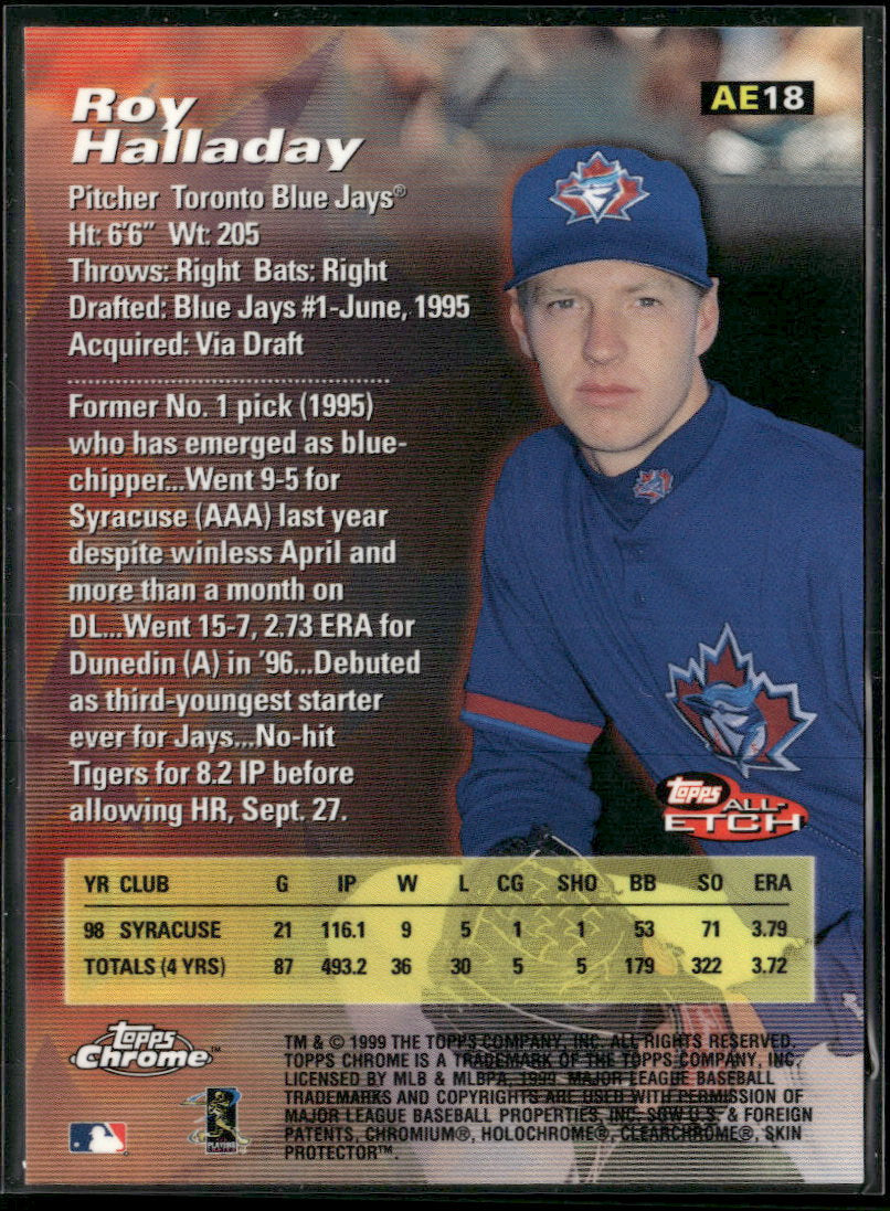 1999 Topps Chrome All-Etch Roy Halladay #AE18