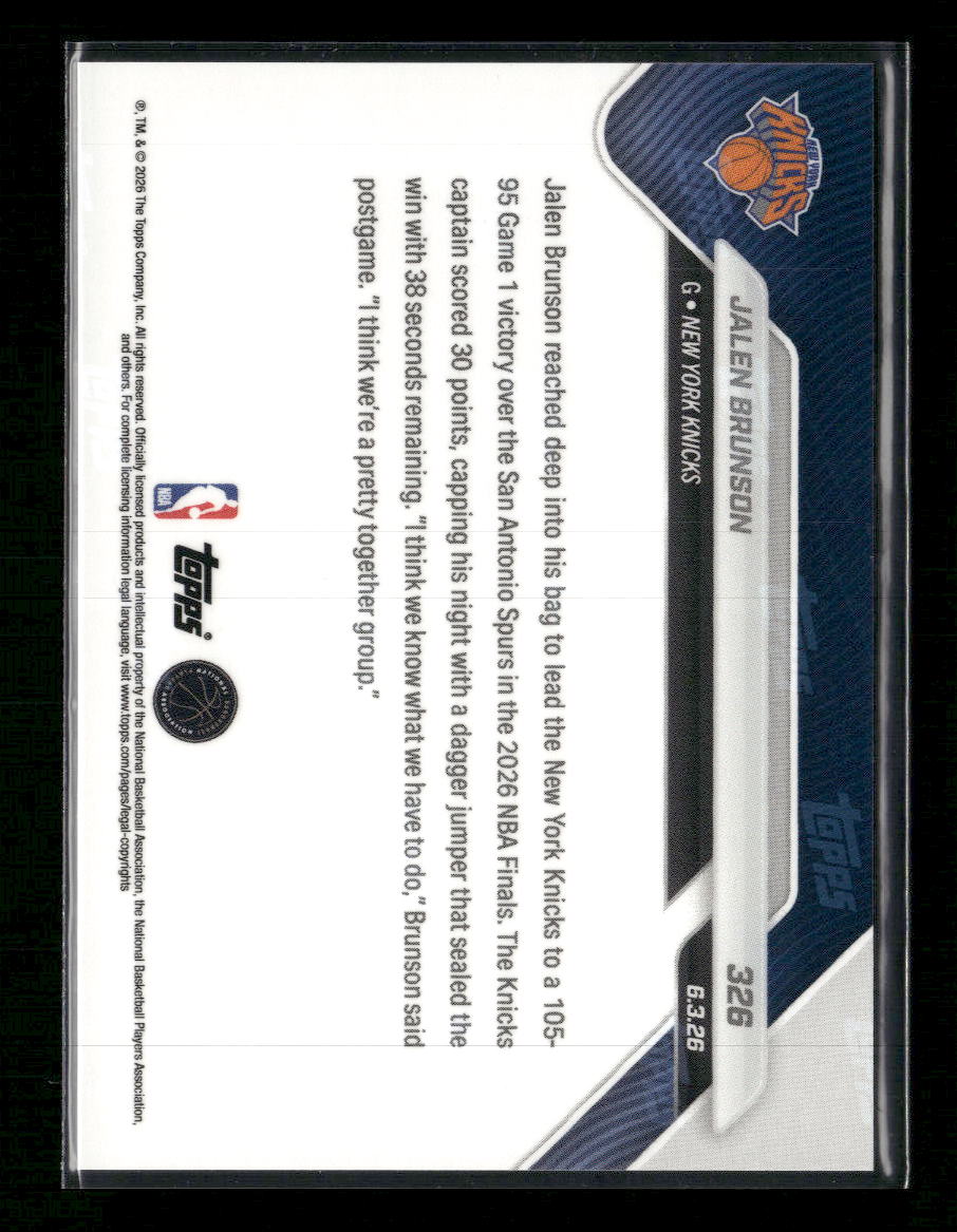 2025-26 Topps Now Jalen Brunson #326