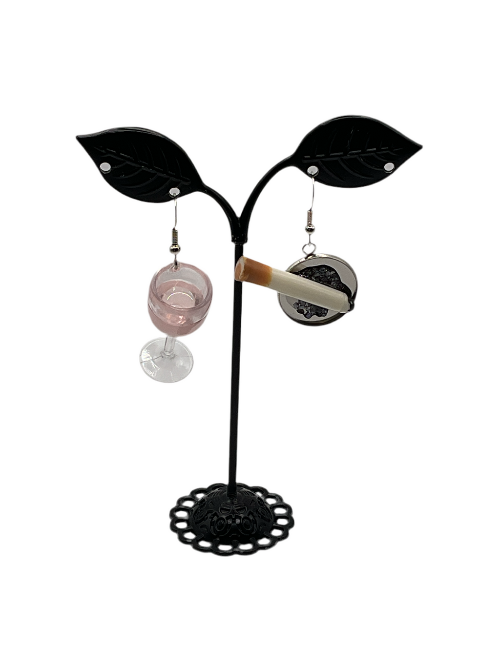 Cigarette and Wine Earrings 1