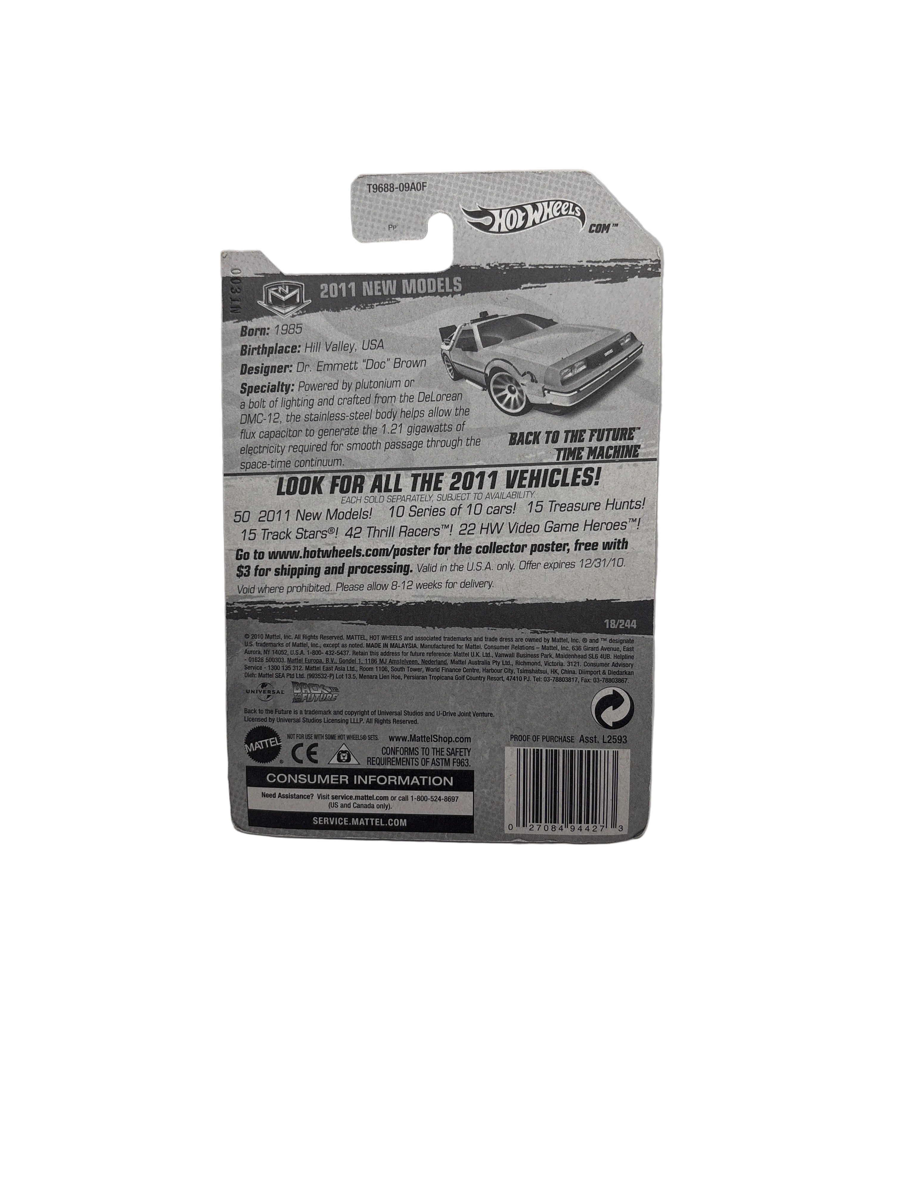 Hot Wheels Back To The Future Time Machine Diecast silver