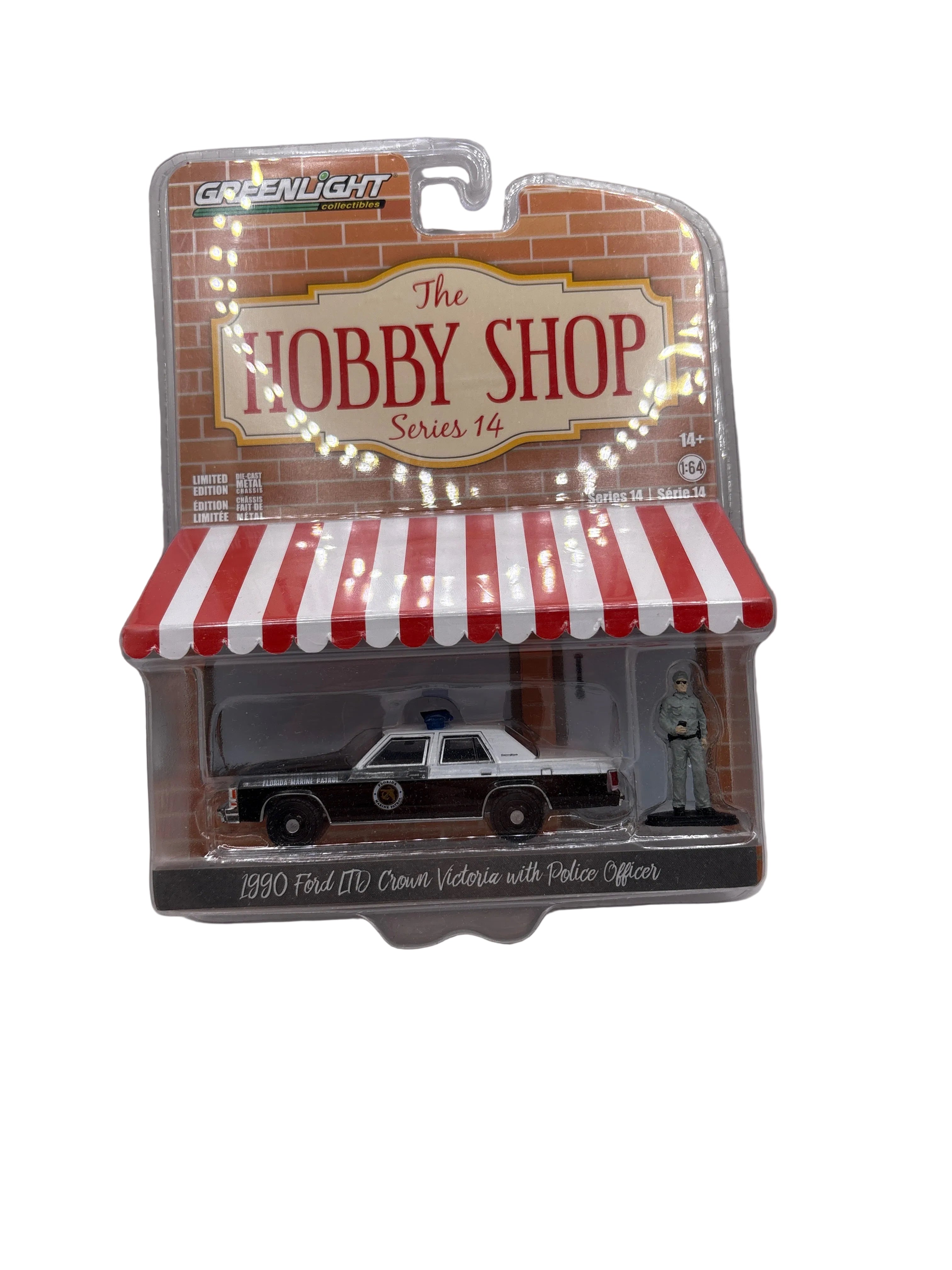 Greenlight 1990 Ford LTD Crown Victoria With Police Officer Diecast multi color