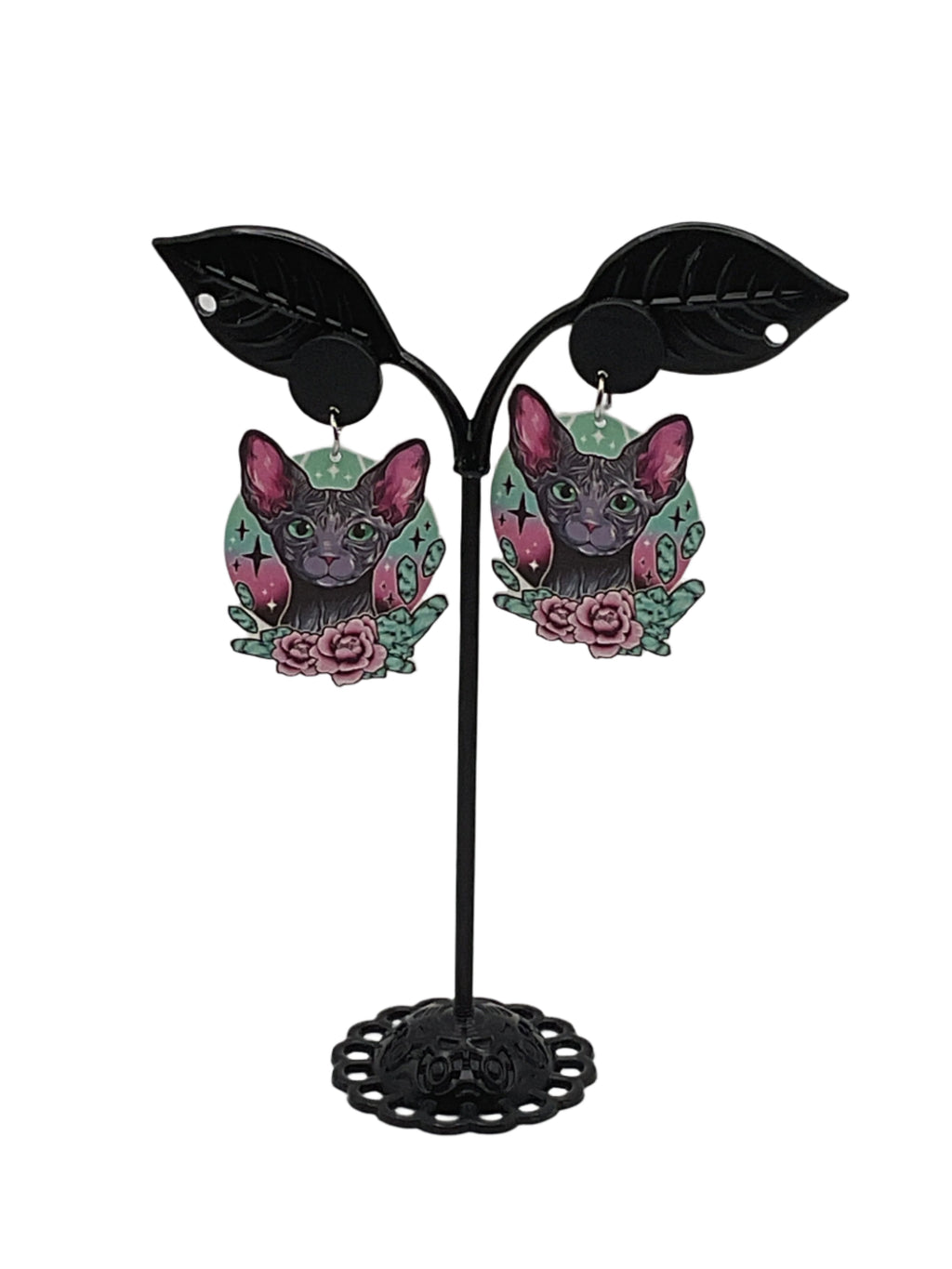 Grey Cat Earrings