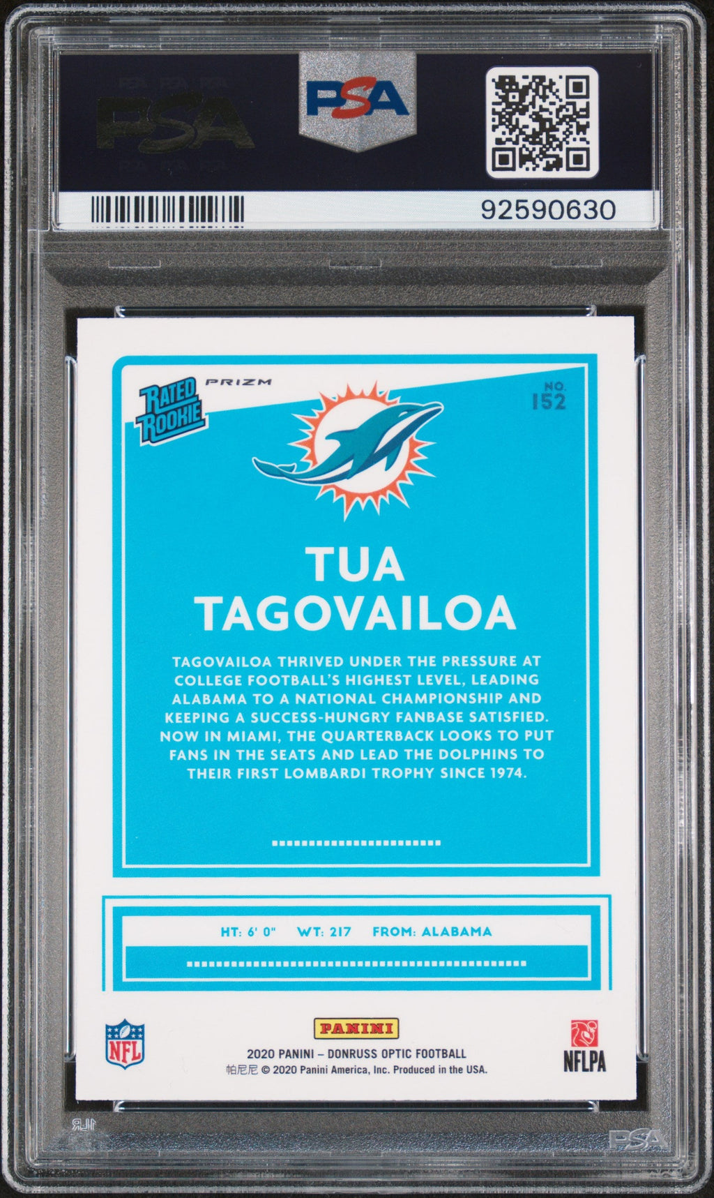 2020 Panini Donruss Optic Holo Tua Tagovailoa 10 PSA #152