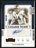 2022 Panini Chronicles Draft Picks Ticket AU Red Kyle Hamilton /149 AU #CCT-KHA