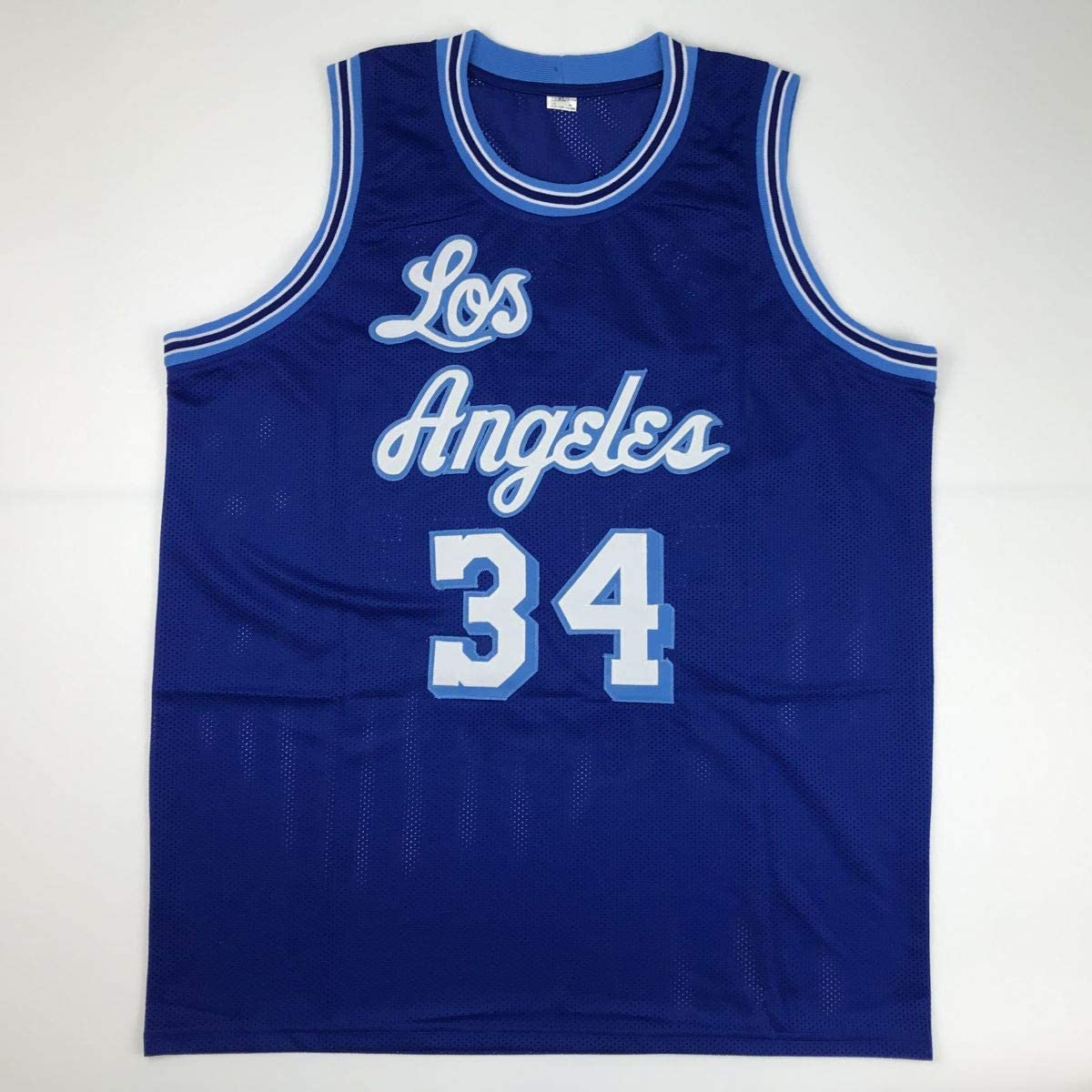 Autographed/Signed Shaquille Shaq O'Neal Los Angeles LA Retro Blue Basketball Jersey Beckett BAS COA