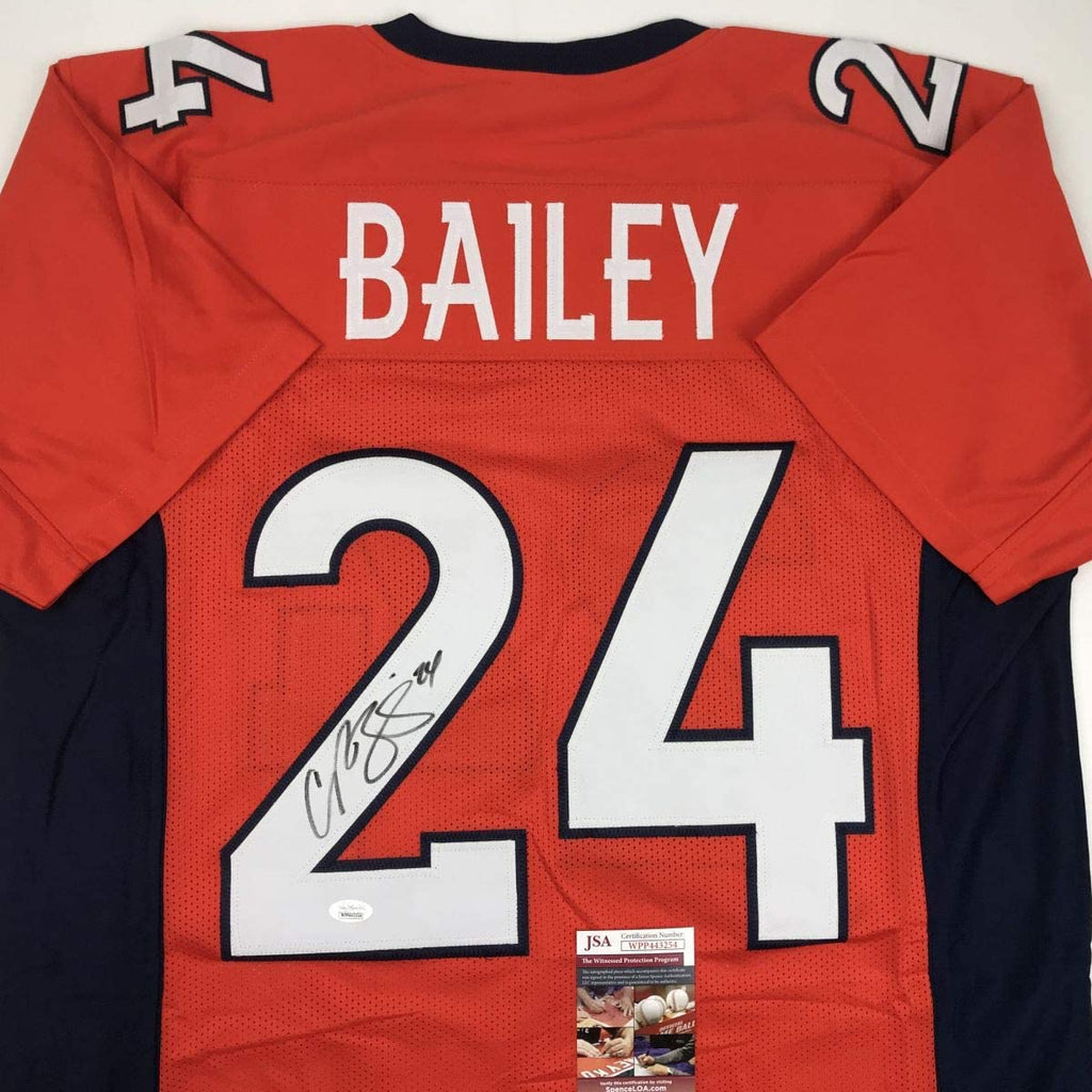 Autographed/Signed Champ Bailey Denver Orange Football Jersey Beckett BAS COA