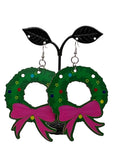 Large Wooden Christmas Earrings