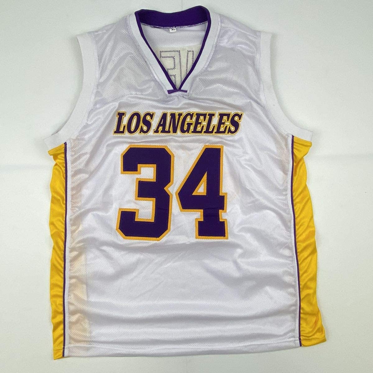 Autographed/Signed Shaquille Shaq O'Neal Los Angeles LA White Basketball Jersey Beckett BAS COA