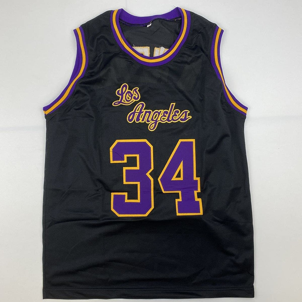 Autographed/Signed Shaquille Shaq O'Neal Los Angeles LA Black Basketball Jersey Beckett BAS COA