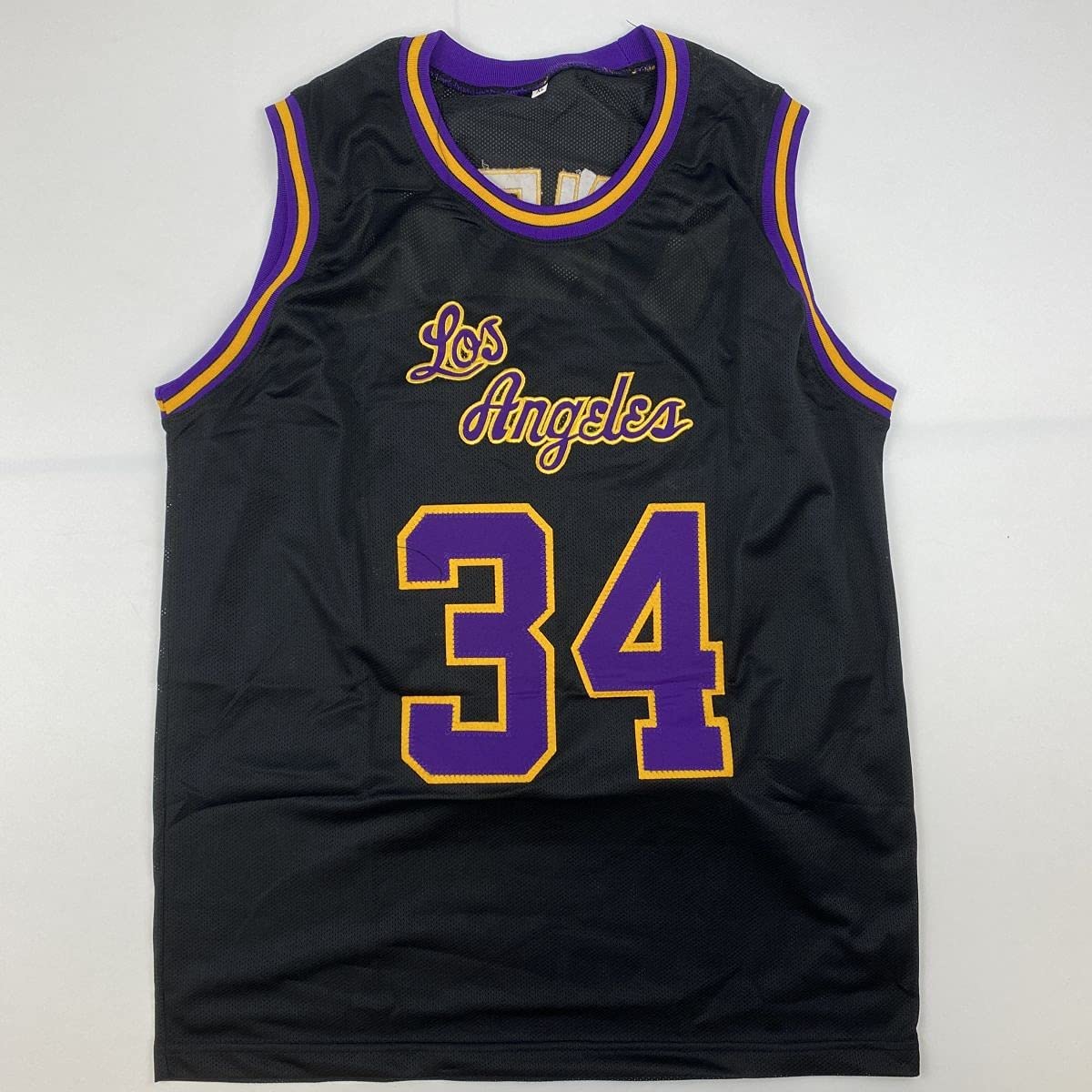 Autographed/Signed Shaquille Shaq O'Neal Los Angeles LA Black Basketball Jersey Beckett BAS COA