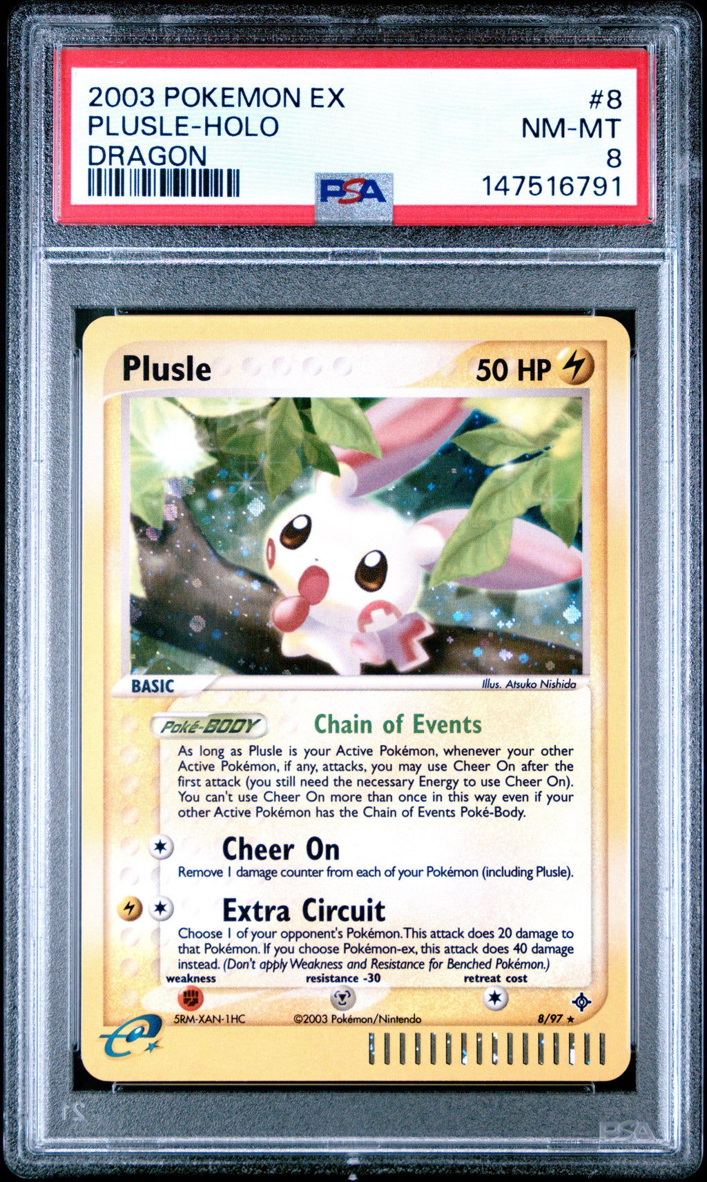 2003 Pokemon Ex Dragon Dragon Plusle-Holo 8 PSA #8