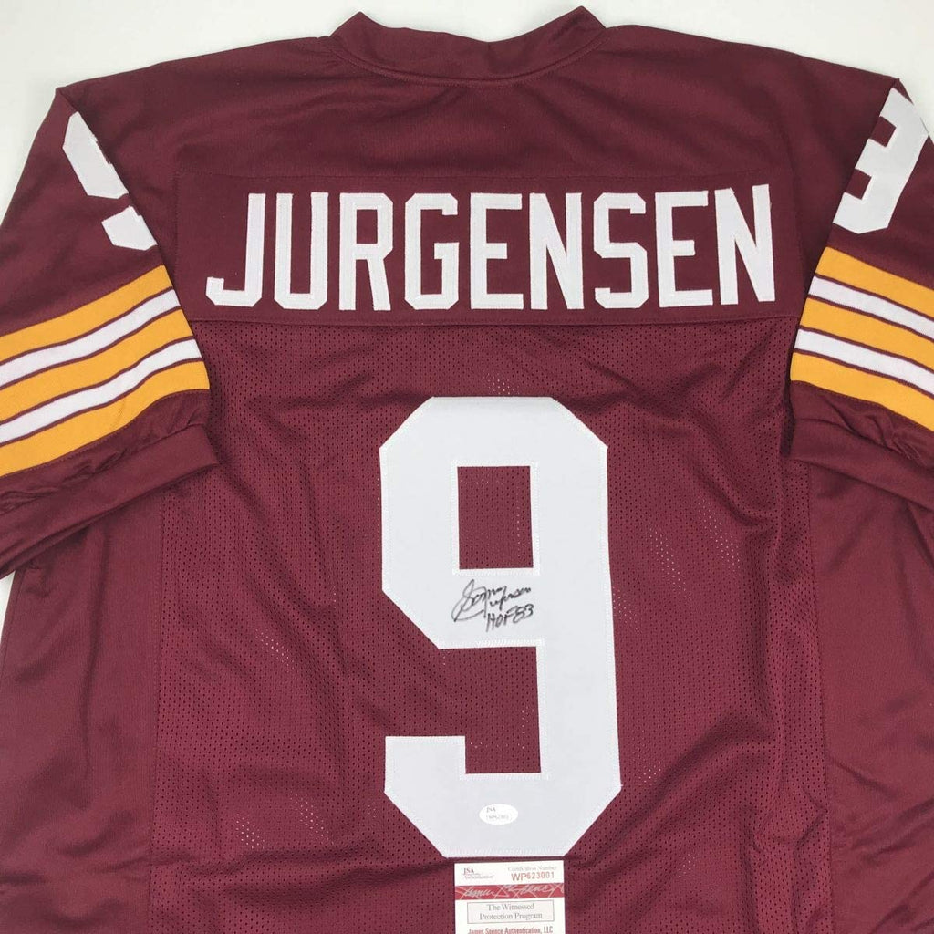 Autographed/Signed Sonny Jurgensen HOF 83 Washington Burgundy Football Jersey Beckett BAS COA