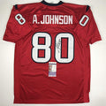 Autographed/Signed Andre Johnson HOF 24 Houston Texans Red Football Jersey JSA COA