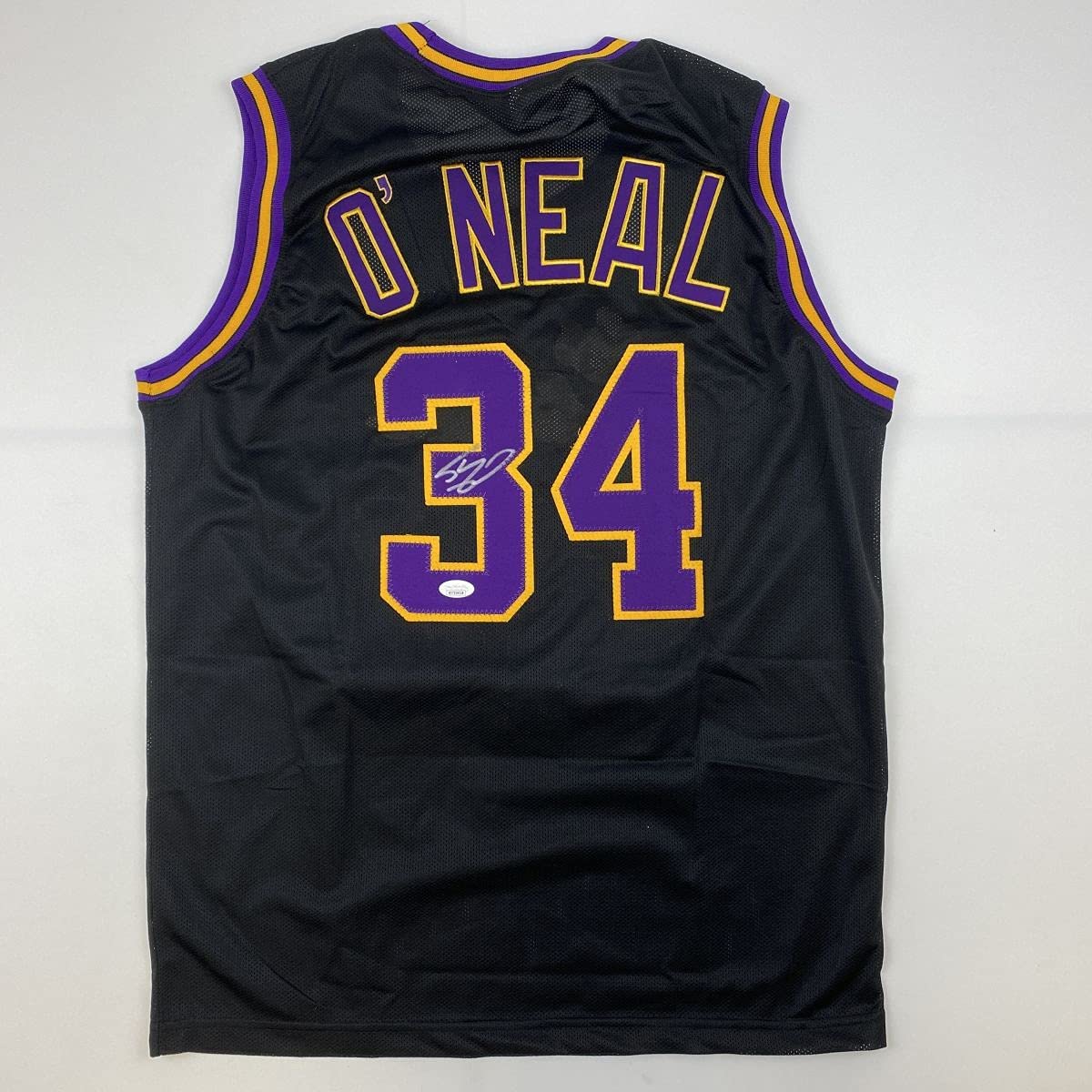 Autographed/Signed Shaquille Shaq O'Neal Los Angeles LA Black Basketball Jersey Beckett BAS COA
