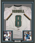 Framed Autographed/Signed Mark Brunell 35x39 Jacksonville White Football Jersey PSA/DNA COA