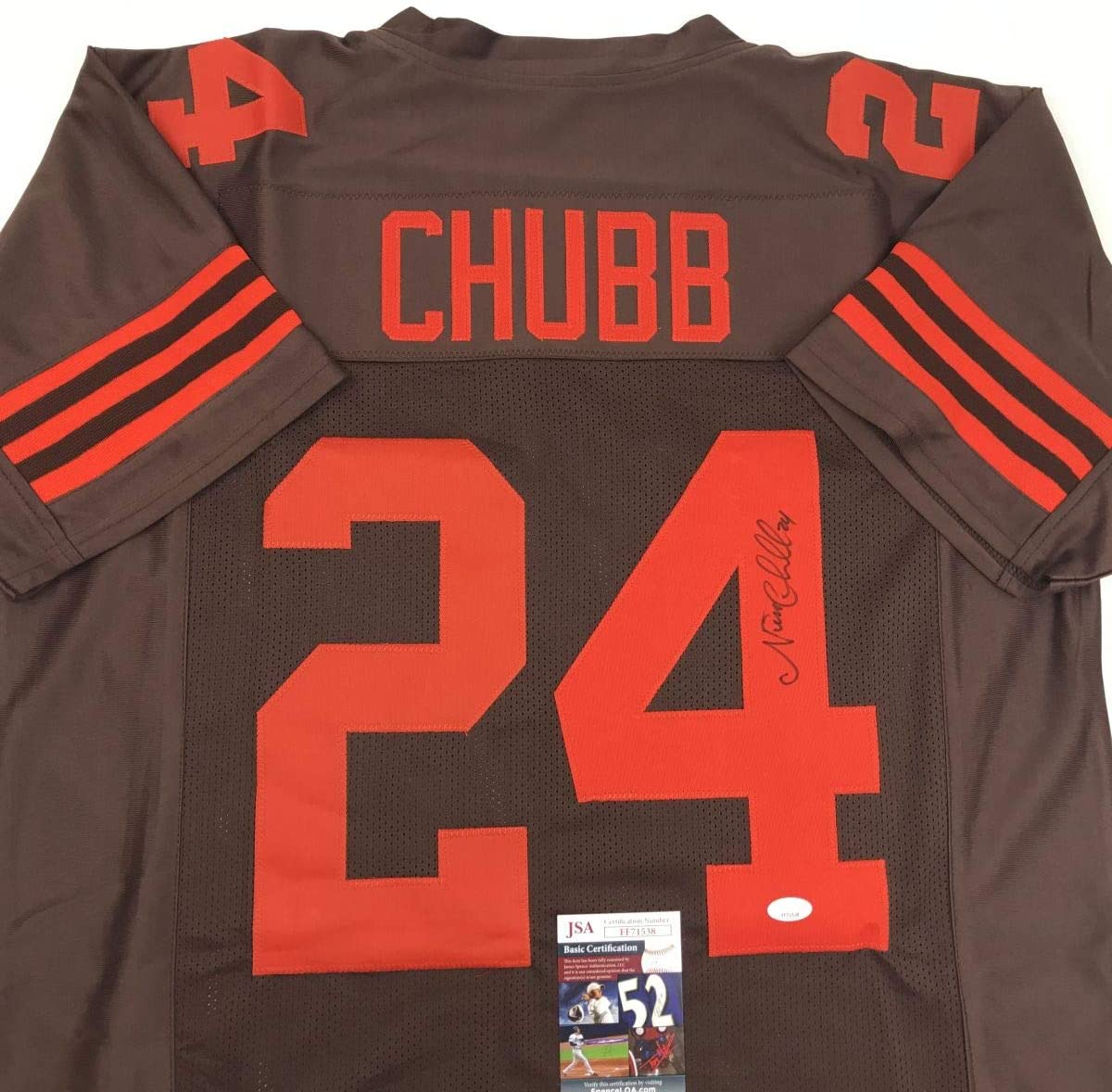Autographed/Signed Nick Chubb Cleveland Color Rush Football Jersey Beckett BAS COA
