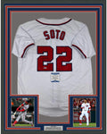 Framed Autographed/Signed Juan Soto 35x39 Washington White Baseball Jersey Beckett BAS COA