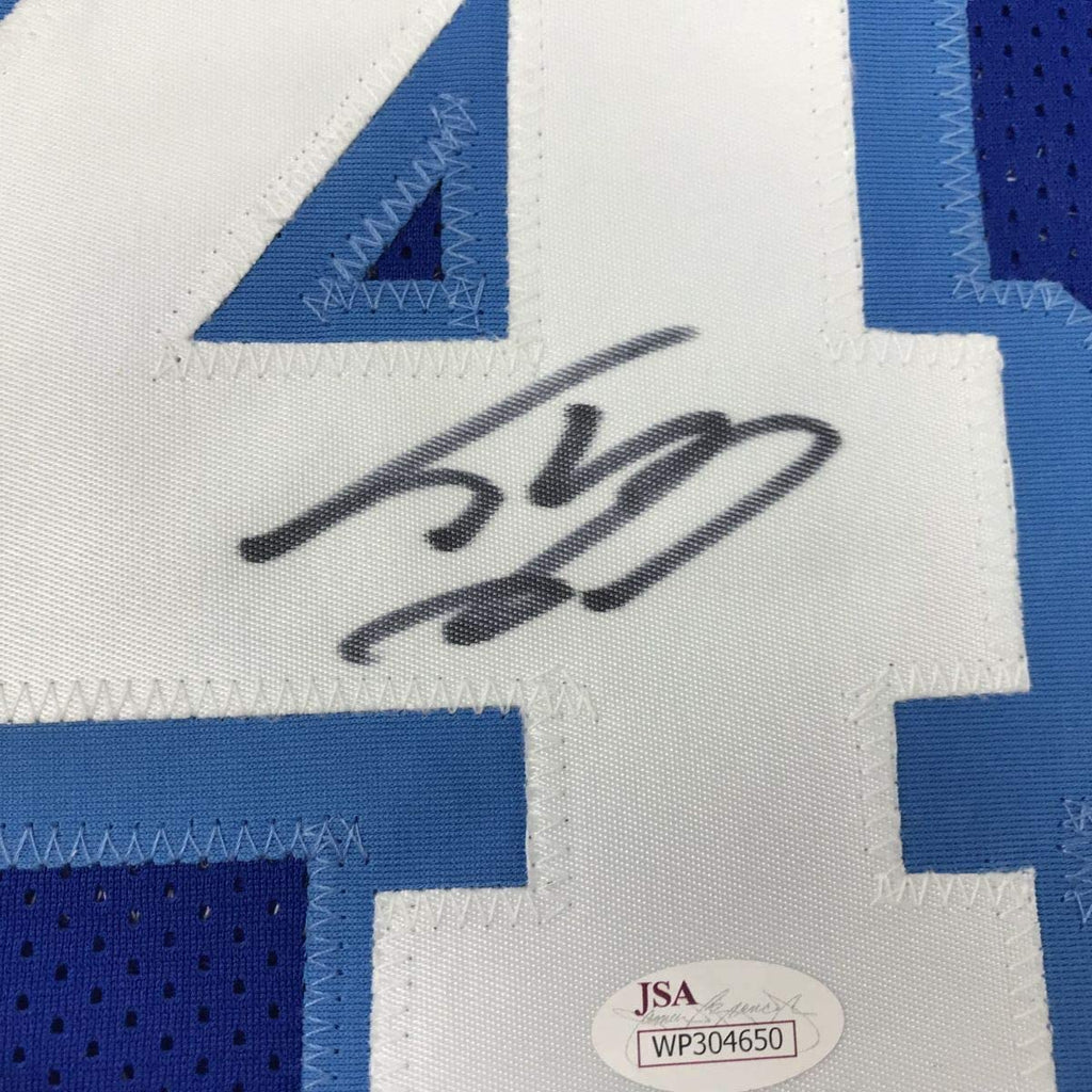 Autographed/Signed Shaquille Shaq O'Neal Los Angeles LA Retro Blue Basketball Jersey Beckett BAS COA