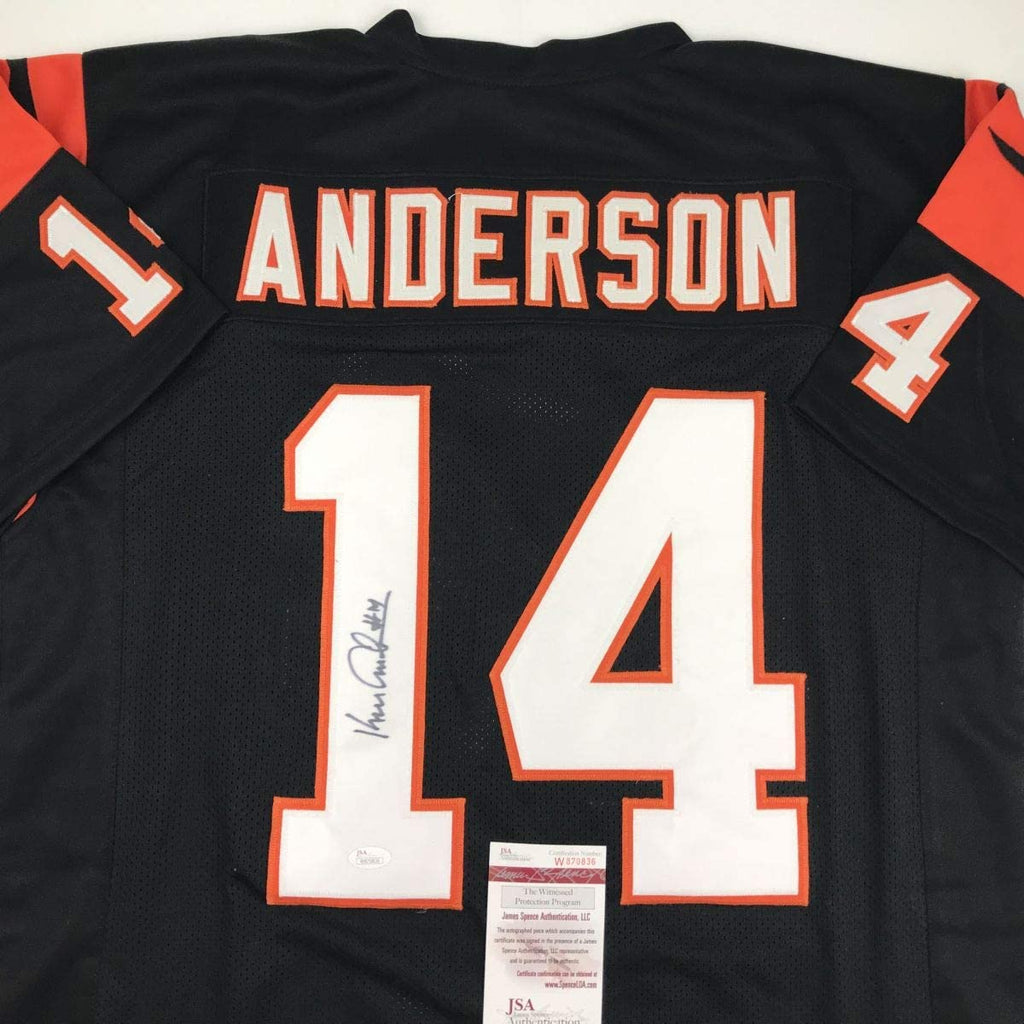 Autographed/Signed Ken Anderson Cincinnati Black Football Jersey Beckett BAS COA