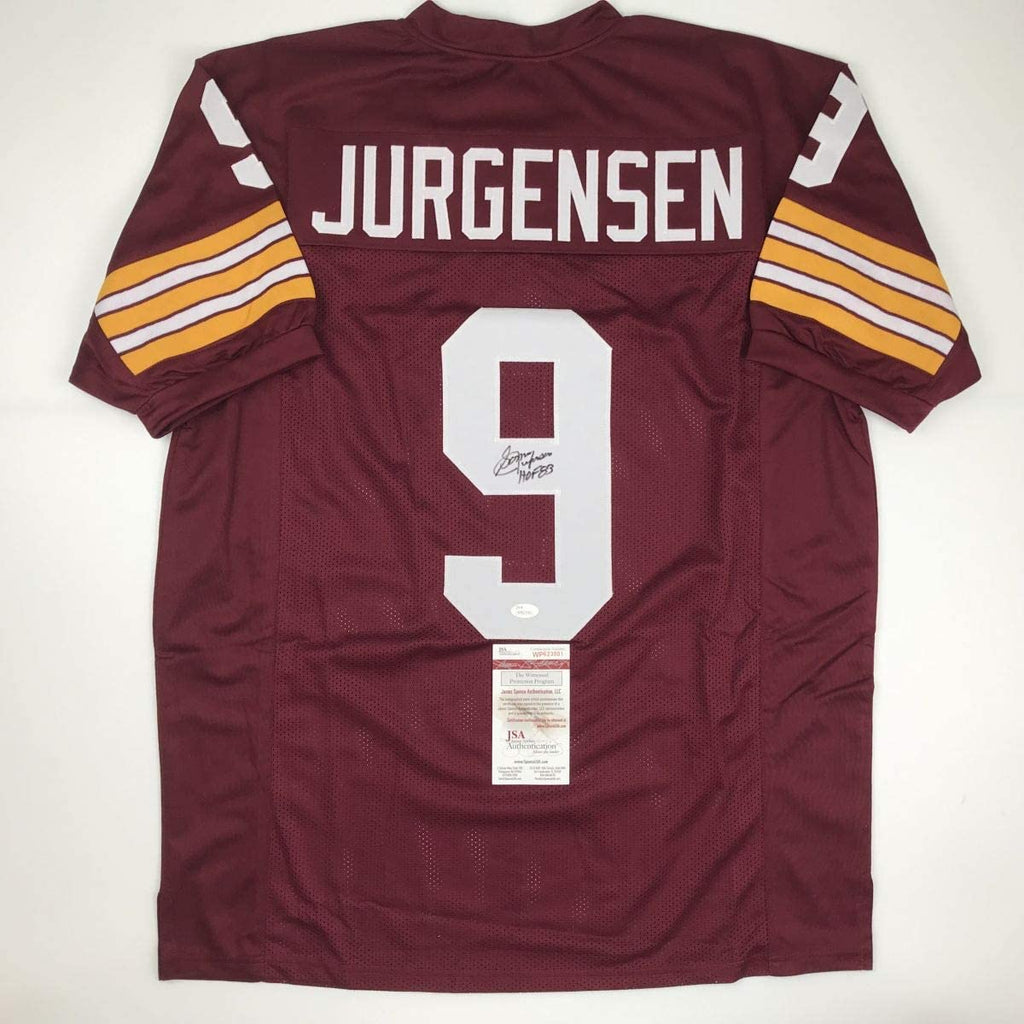 Autographed/Signed Sonny Jurgensen HOF 83 Washington Burgundy Football Jersey Beckett BAS COA
