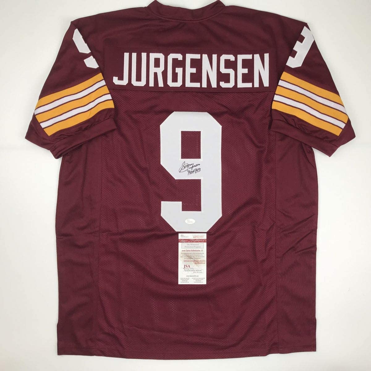 Autographed/Signed Sonny Jurgensen HOF 83 Washington Burgundy Football Jersey Beckett BAS COA