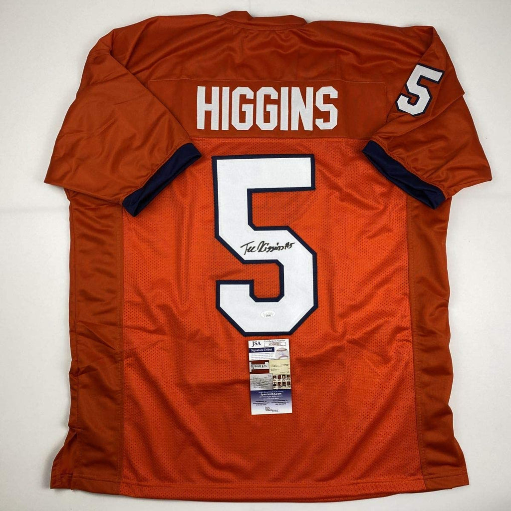 Autographed/Signed Tee Higgins Clemson Orange College Football Jersey Beckett BAS COA