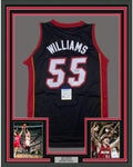 Framed Autographed/Signed Jason Williams 35x39 Miami Black Basketball Jersey PSA/DNA COA