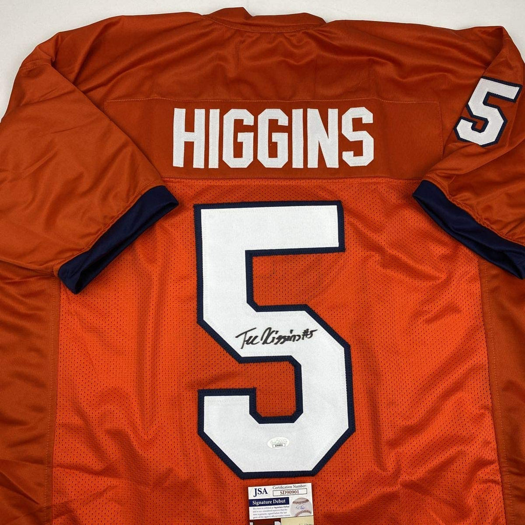 Autographed/Signed Tee Higgins Clemson Orange College Football Jersey Beckett BAS COA