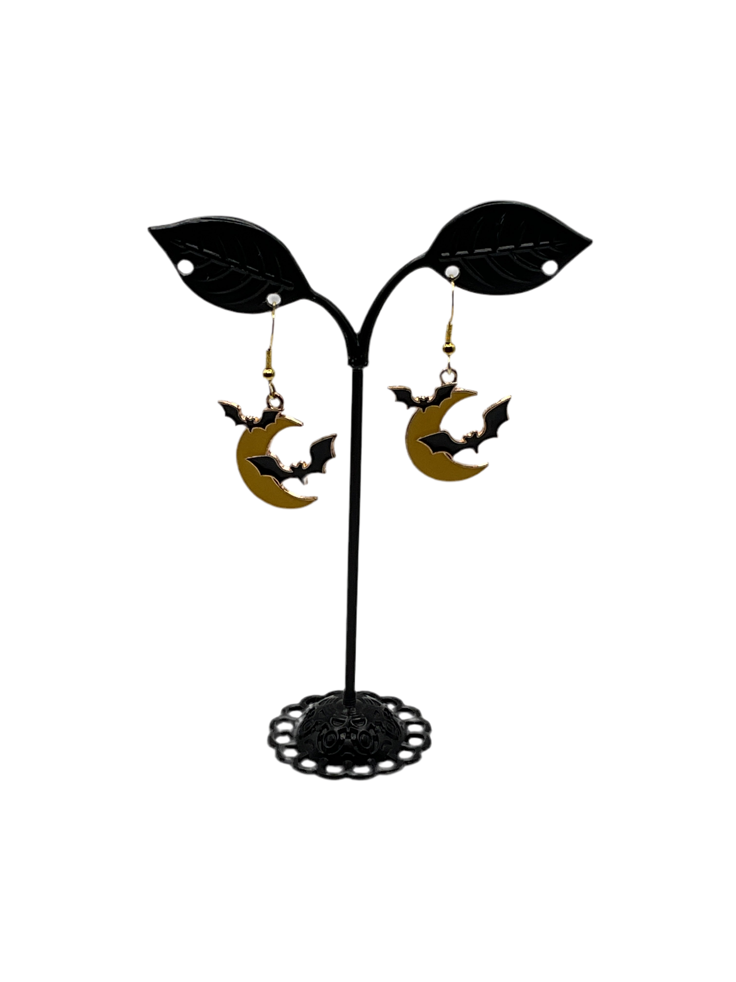 Moon With Bats Earrings