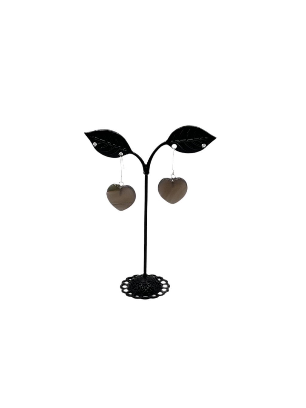 Grey heart earrings