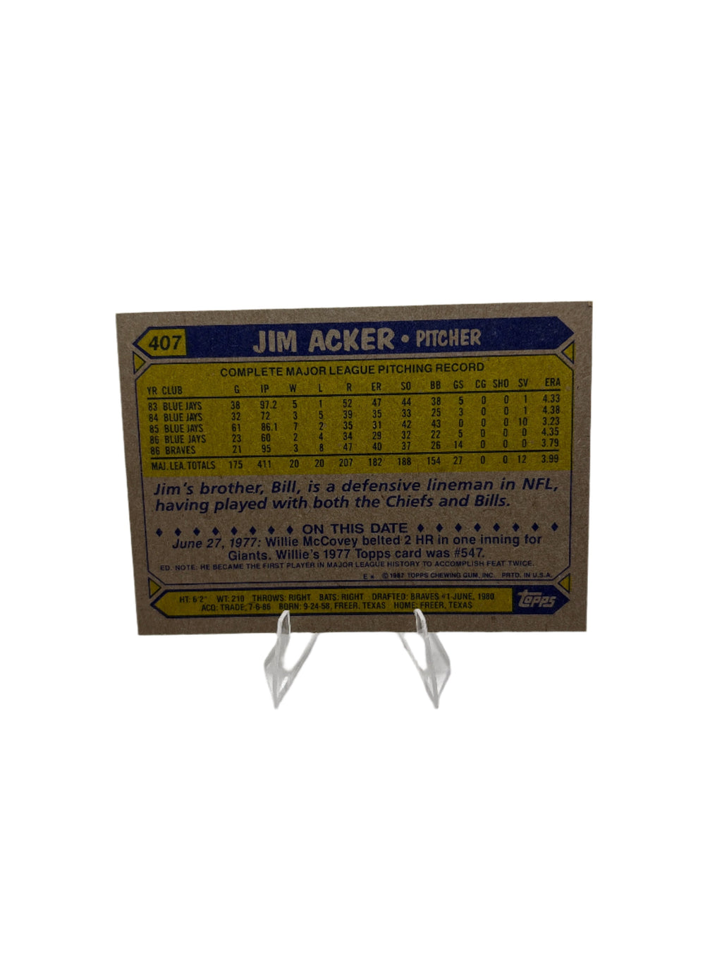 Topps Jim Ackner
