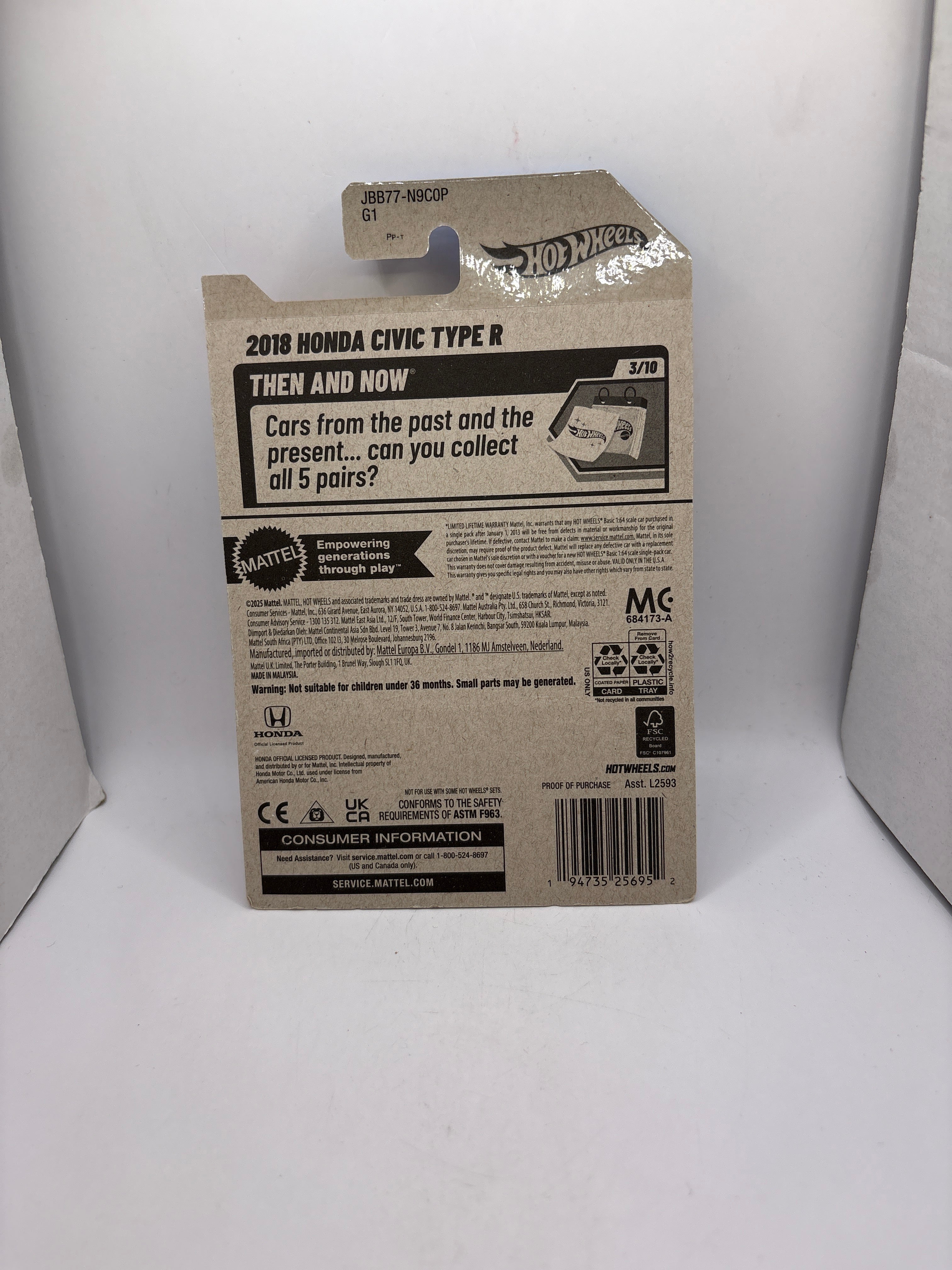 Hot Wheels 2018 Honda Civic Type R Diecast