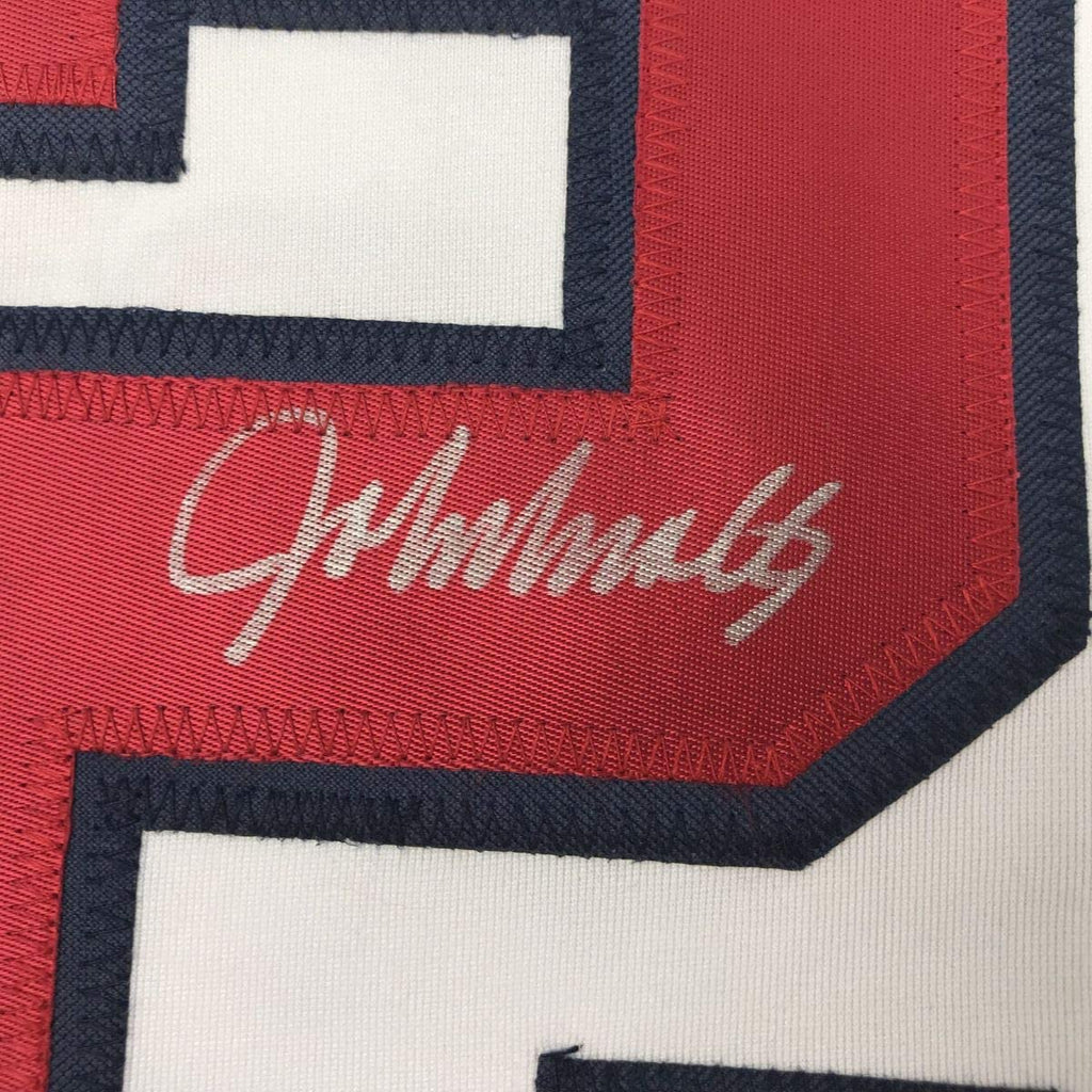 Autographed/Signed John Smoltz Atlanta White Baseball Jersey JSA COA