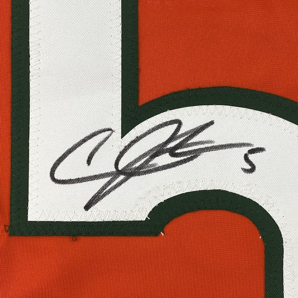Autographed/Signed Andre Johnson Miami Orange College Football Jersey Beckett BAS COA