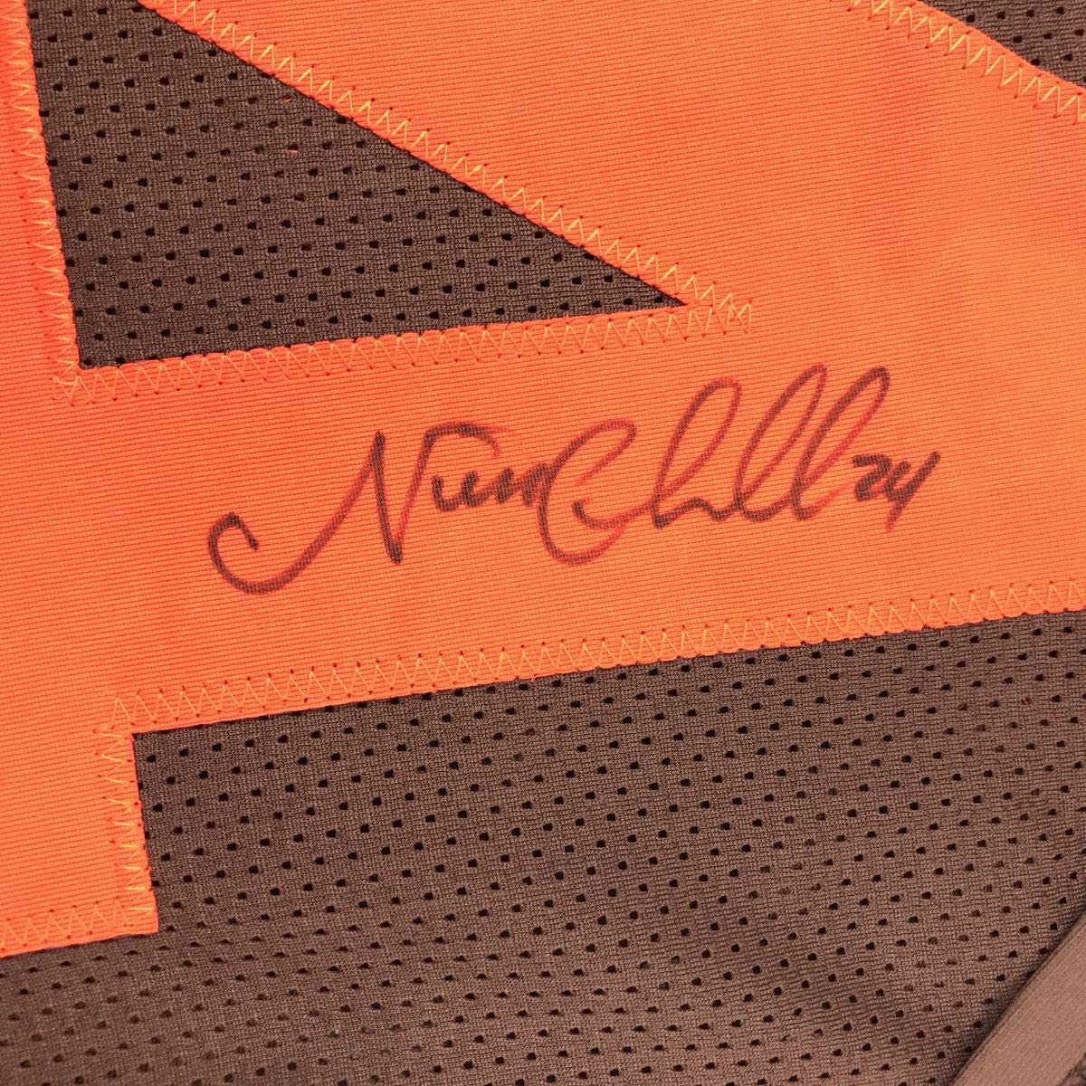 Autographed/Signed Nick Chubb Cleveland Color Rush Football Jersey Beckett BAS COA